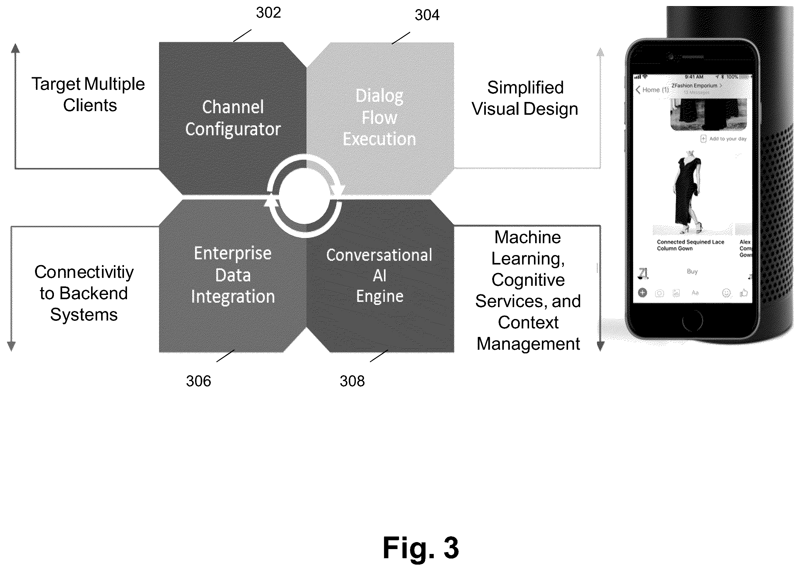 Patent US12361474 Figure 3 – System, non-transitory computer readable medium, and method for integrating voice assistant device and digital assistant device with cloud-based services