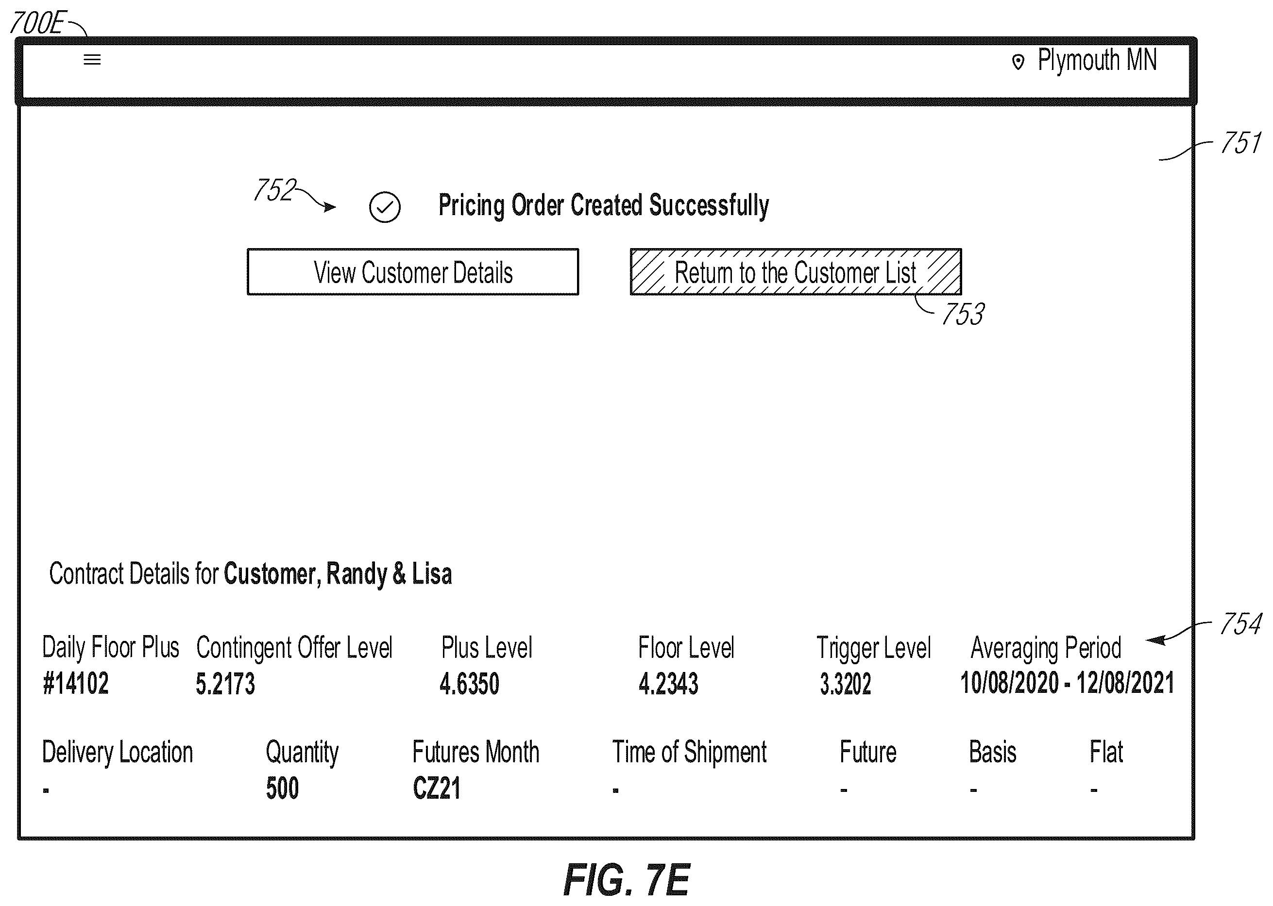 Patent US12361490 Figure 11 – User interface functionality and enhancements for commodity pricing arrangements