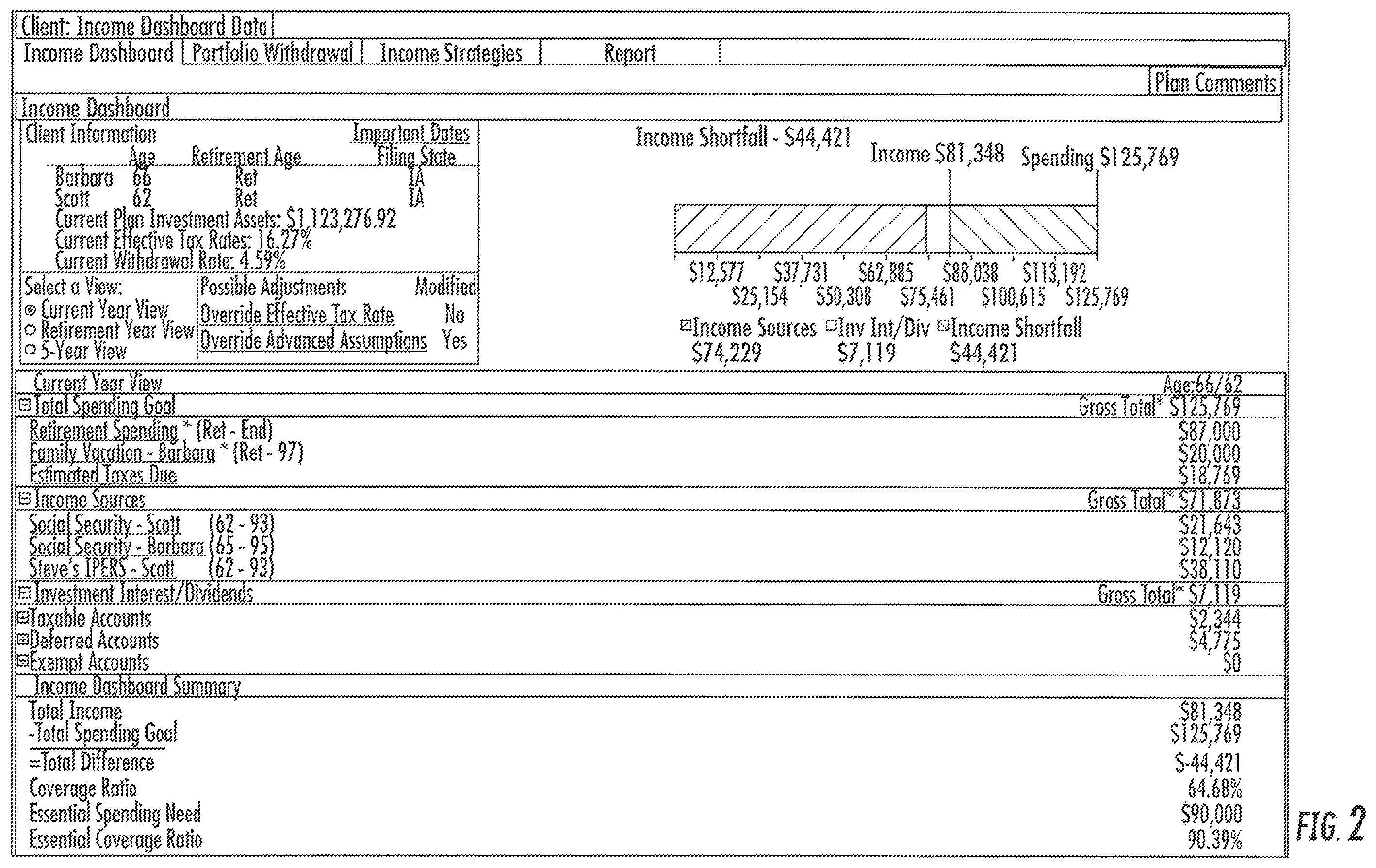 Patent US12361493 Figure 2 – Computer system and user interface for retirement planning
