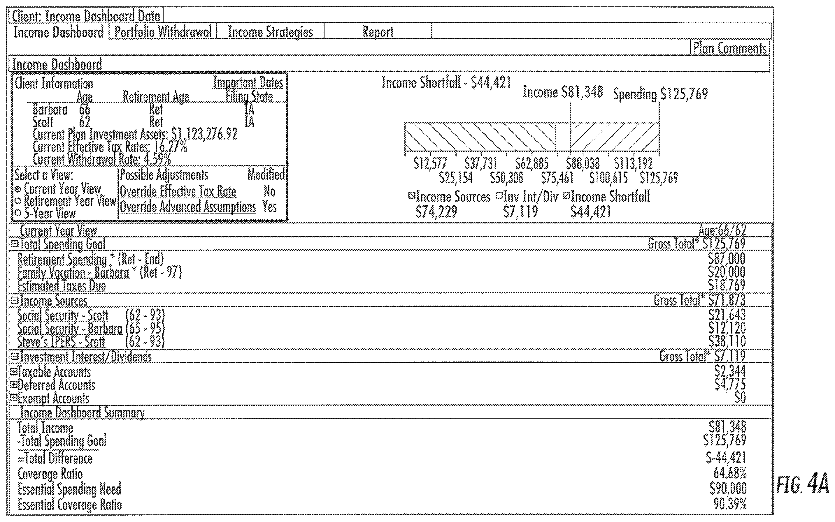 Patent US12361493 Figure 4 – Computer system and user interface for retirement planning