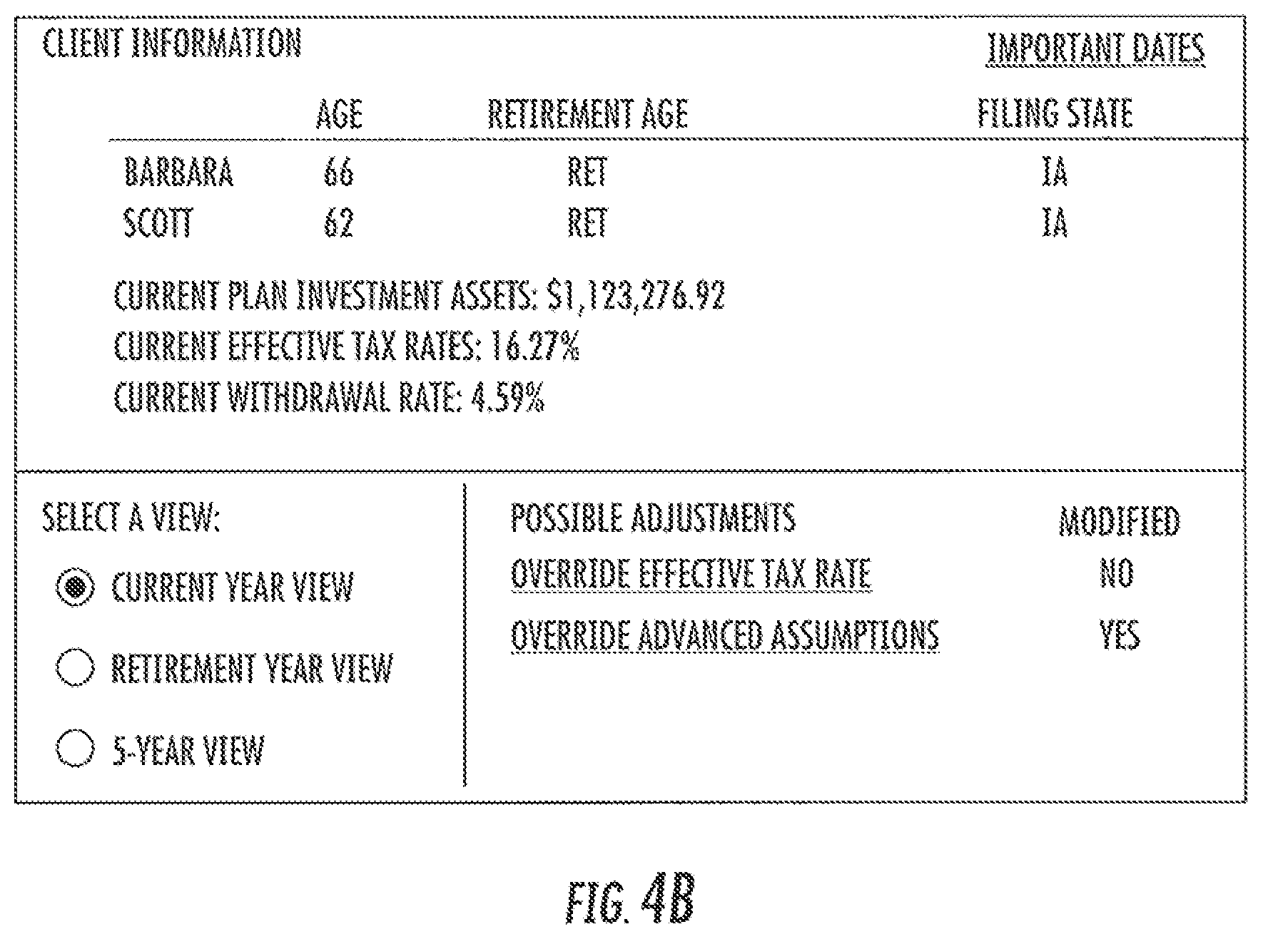 Patent US12361493 Figure 5 – Computer system and user interface for retirement planning