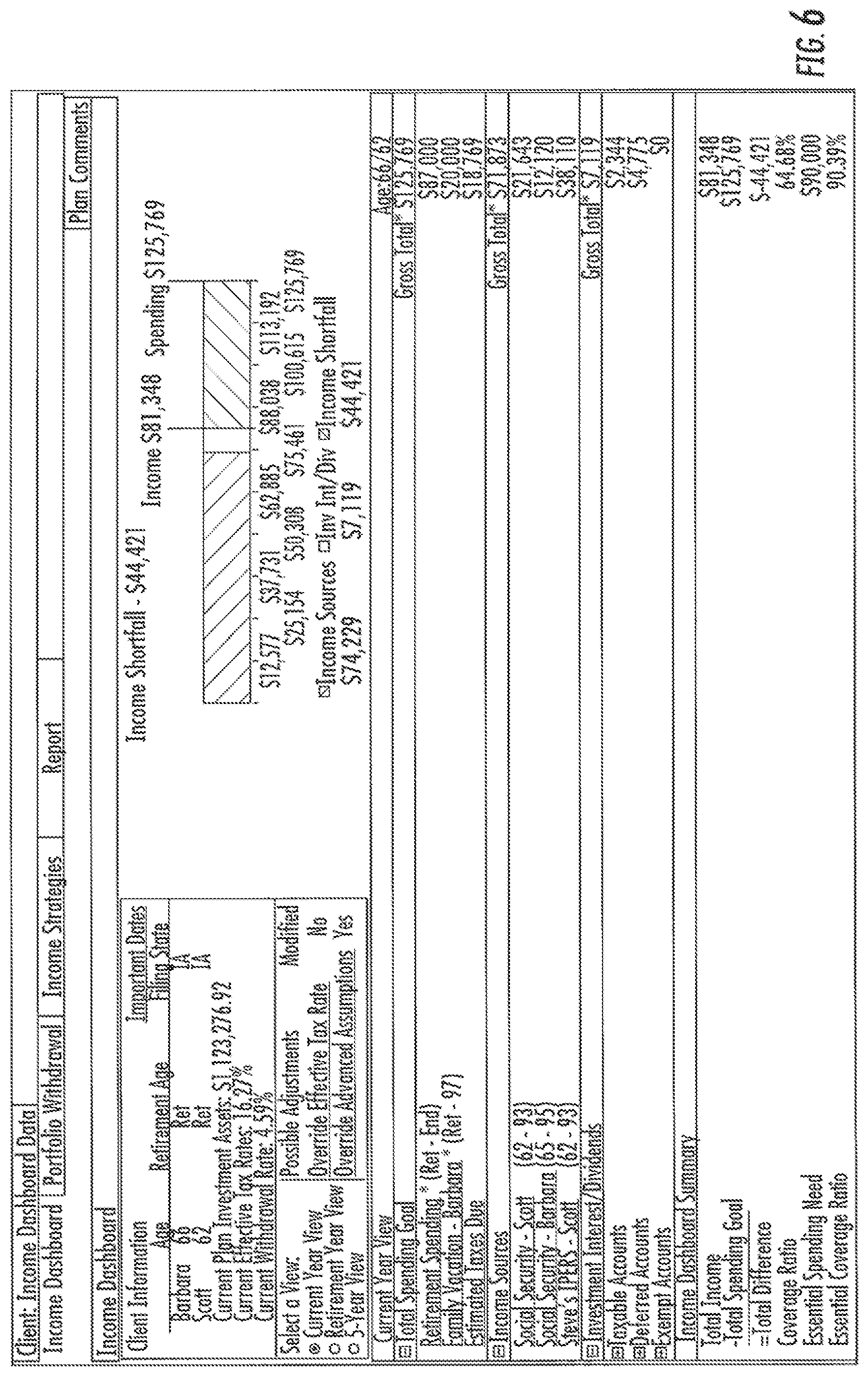 Patent US12361493 Figure 8 – Computer system and user interface for retirement planning