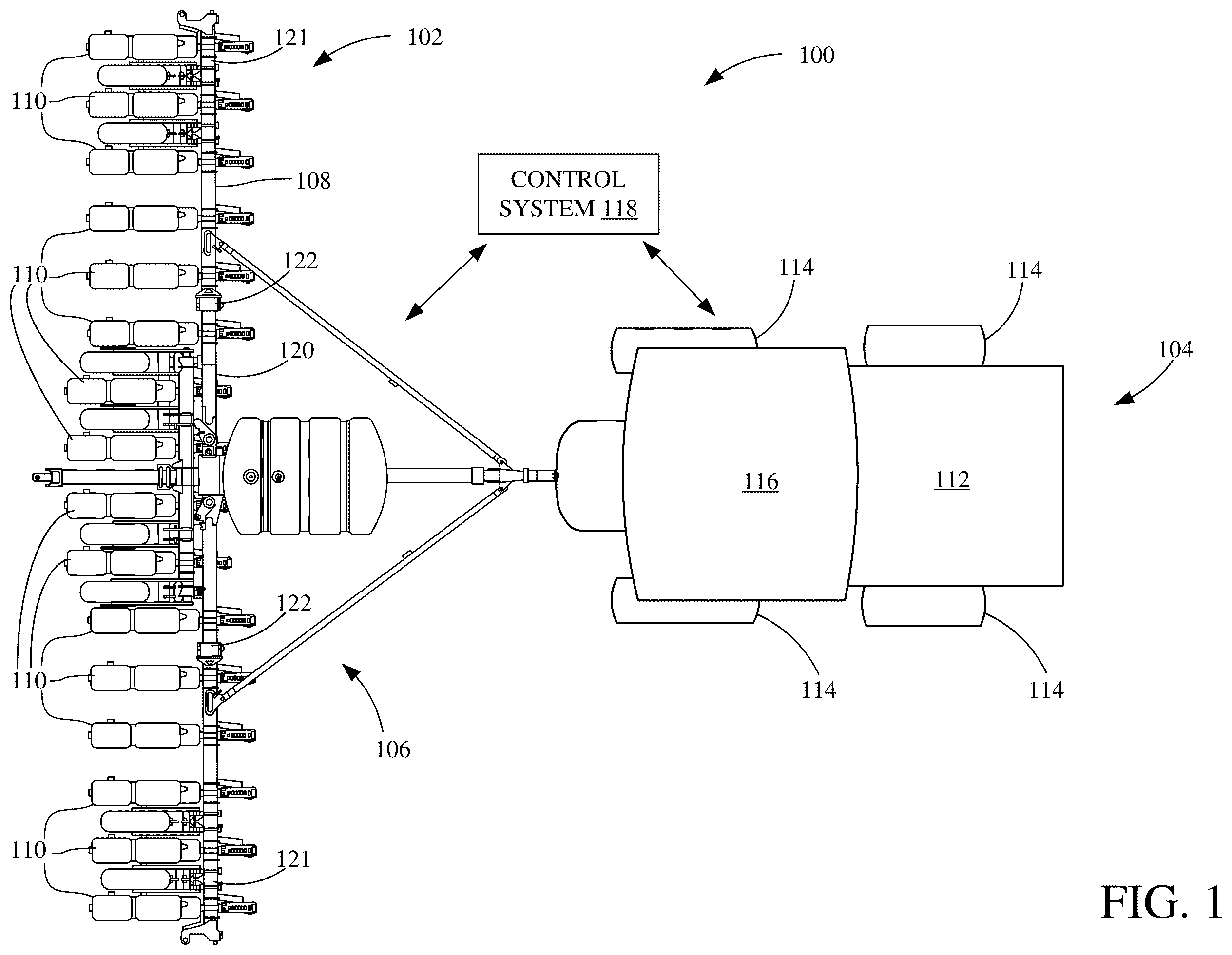 Patent US12361500 Figure 1 – Agricultural planting machine with field contour sensors
