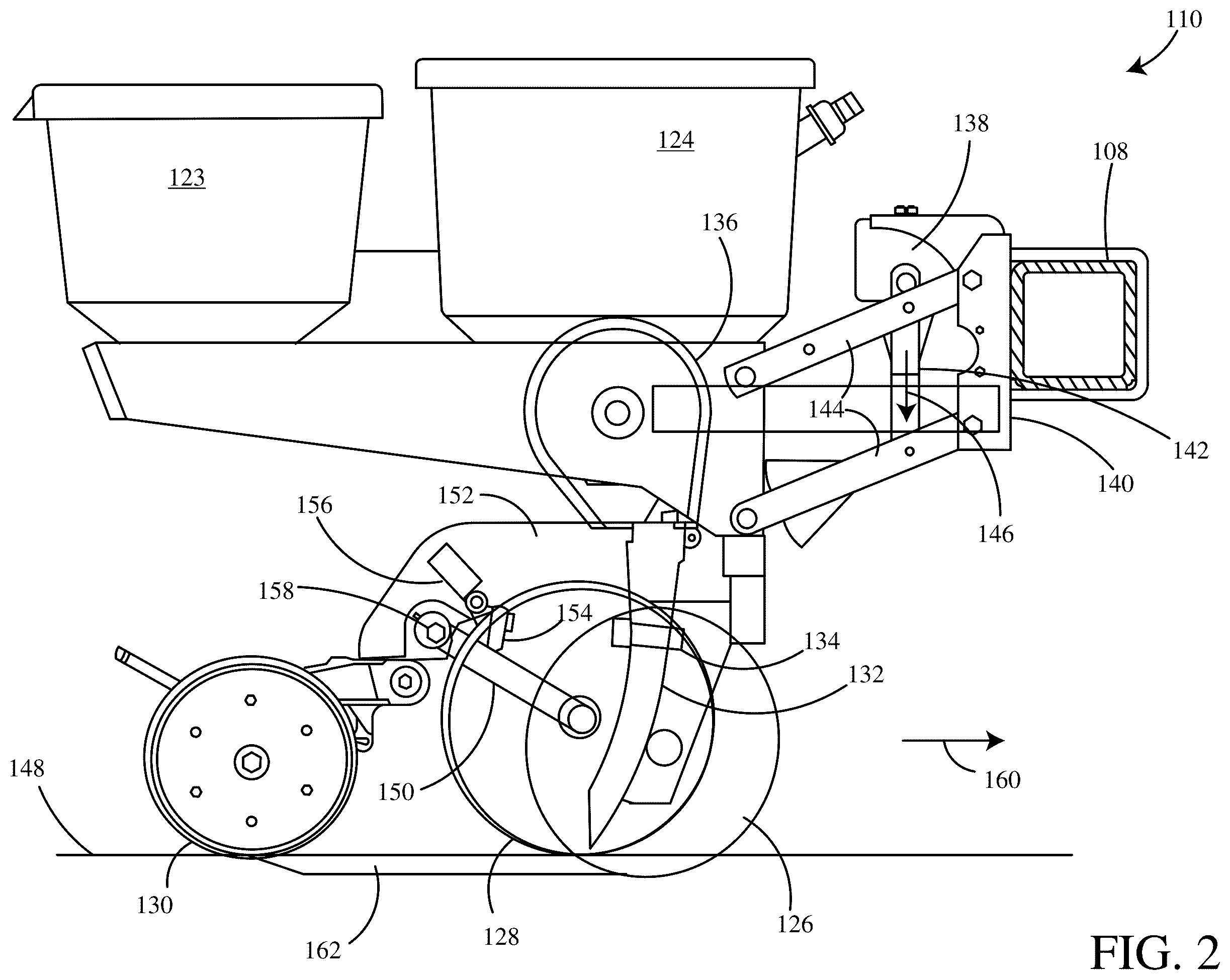 Patent US12361500 Figure 2 – Agricultural planting machine with field contour sensors
