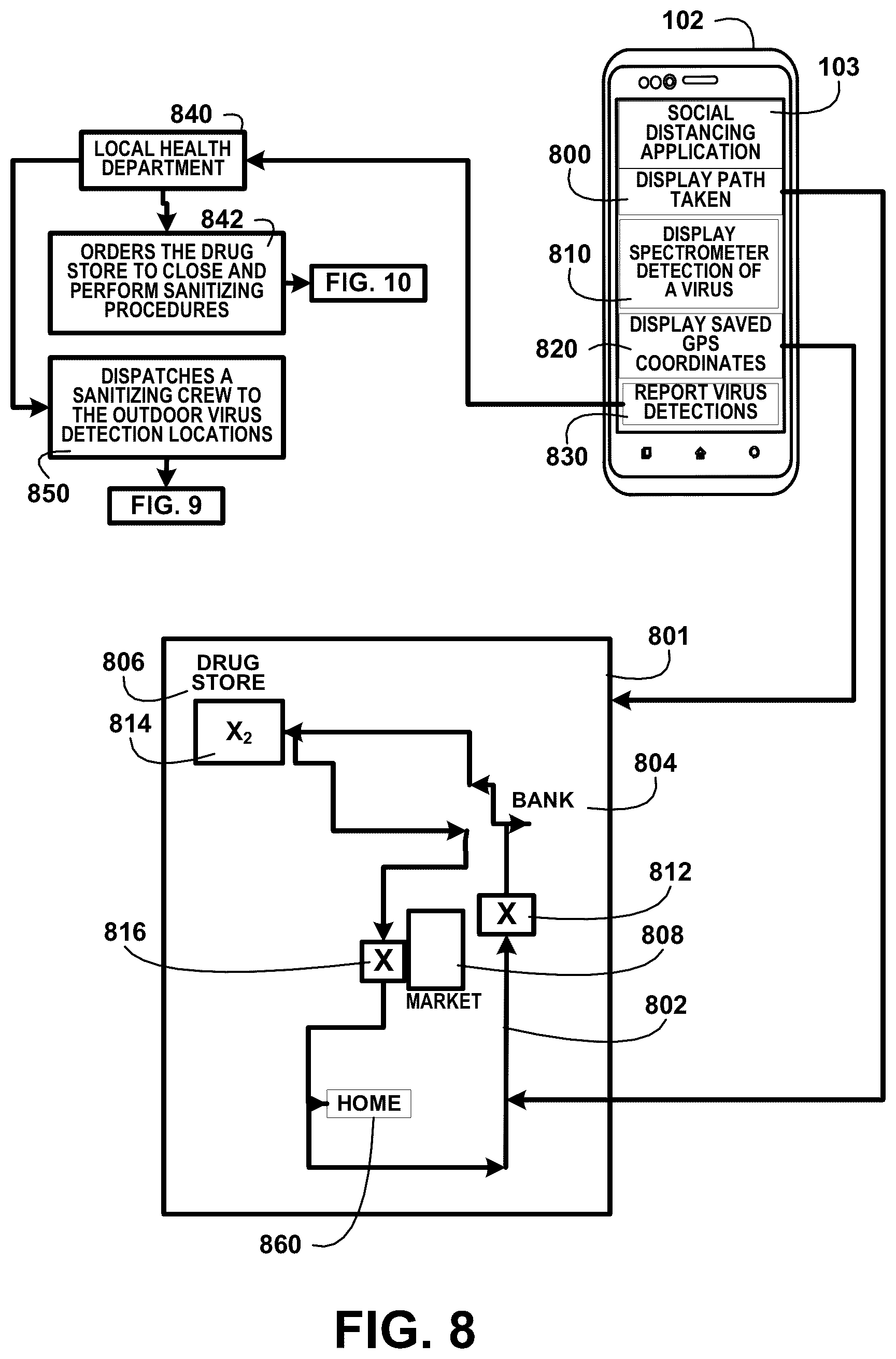 Patent US12361505 Figure 8 – Aerial drone navigation system with lidar mapping