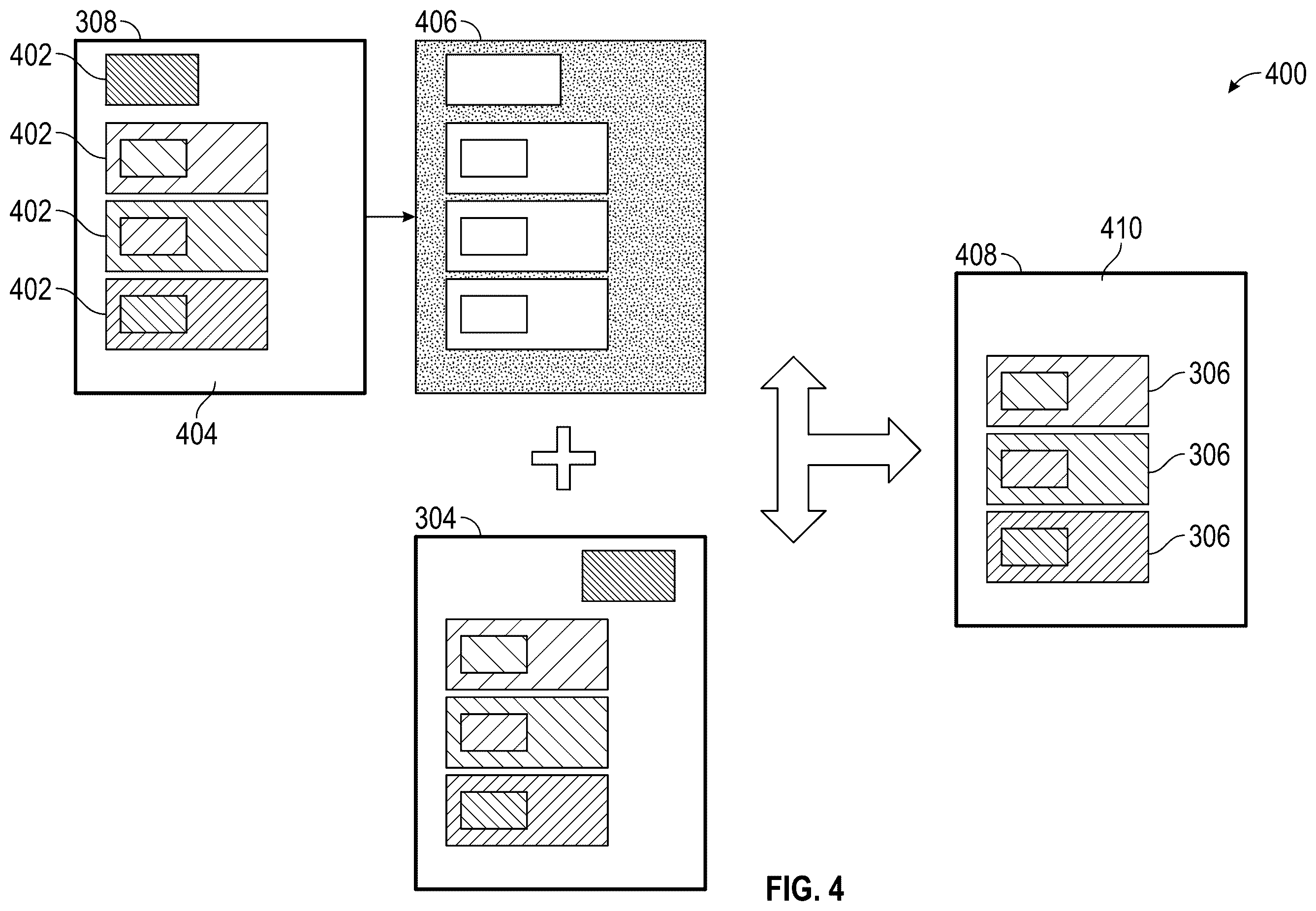 Patent US12361523 Figure 4 – Image comparator with difference area labeling