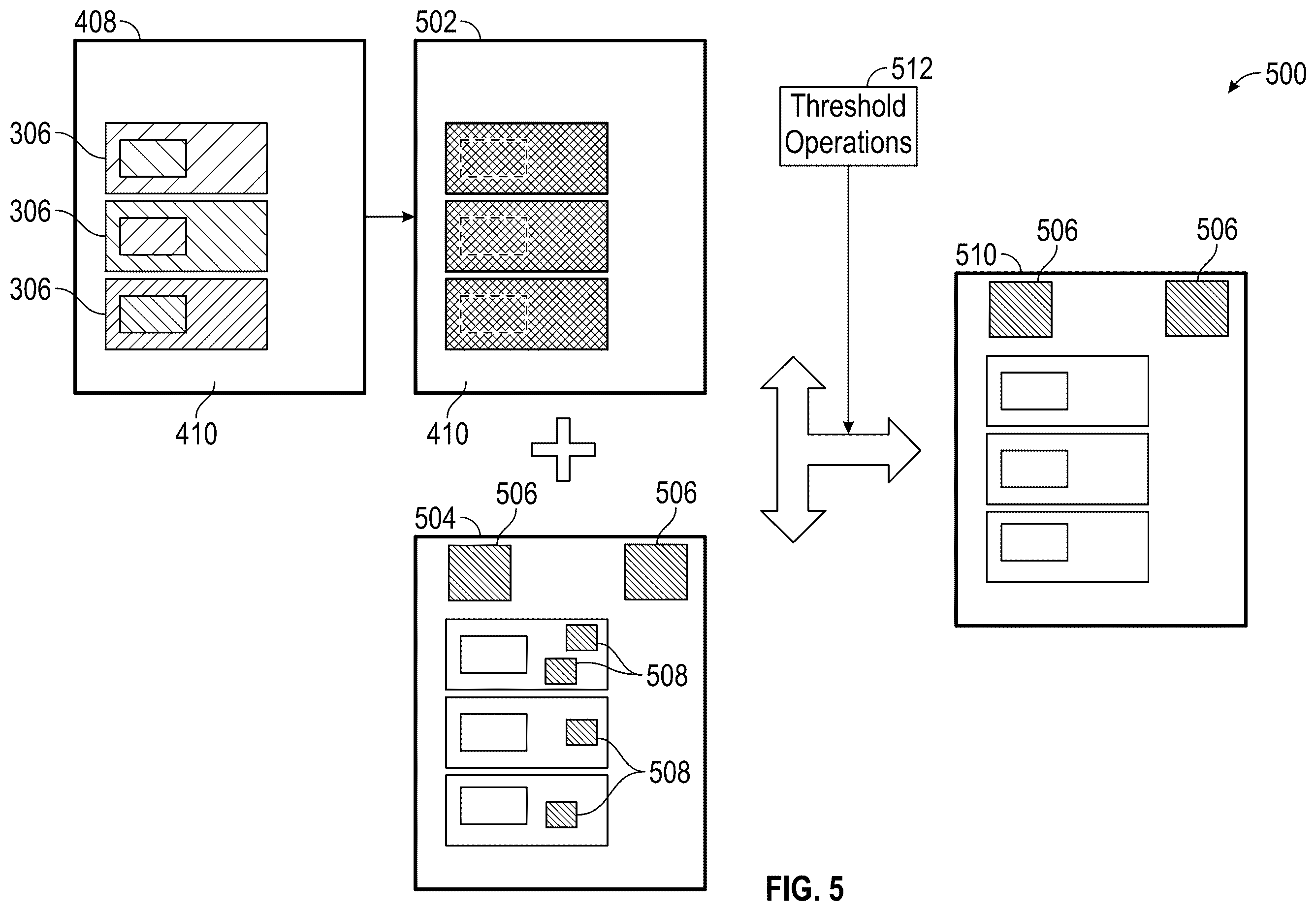 Patent US12361523 Figure 5 – Image comparator with difference area labeling