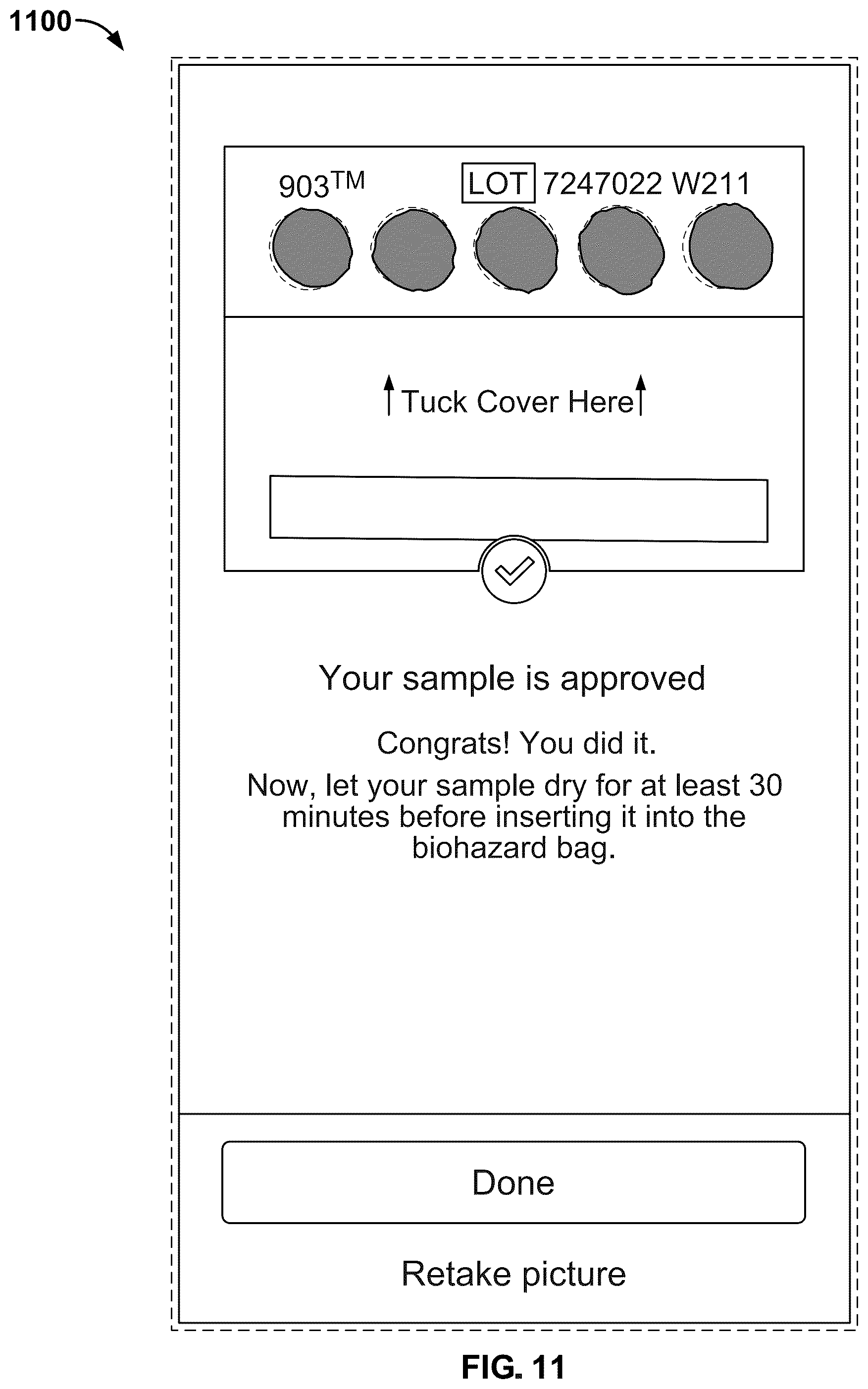 Patent US12361552 Figure 11 – Validating a sample collection device
