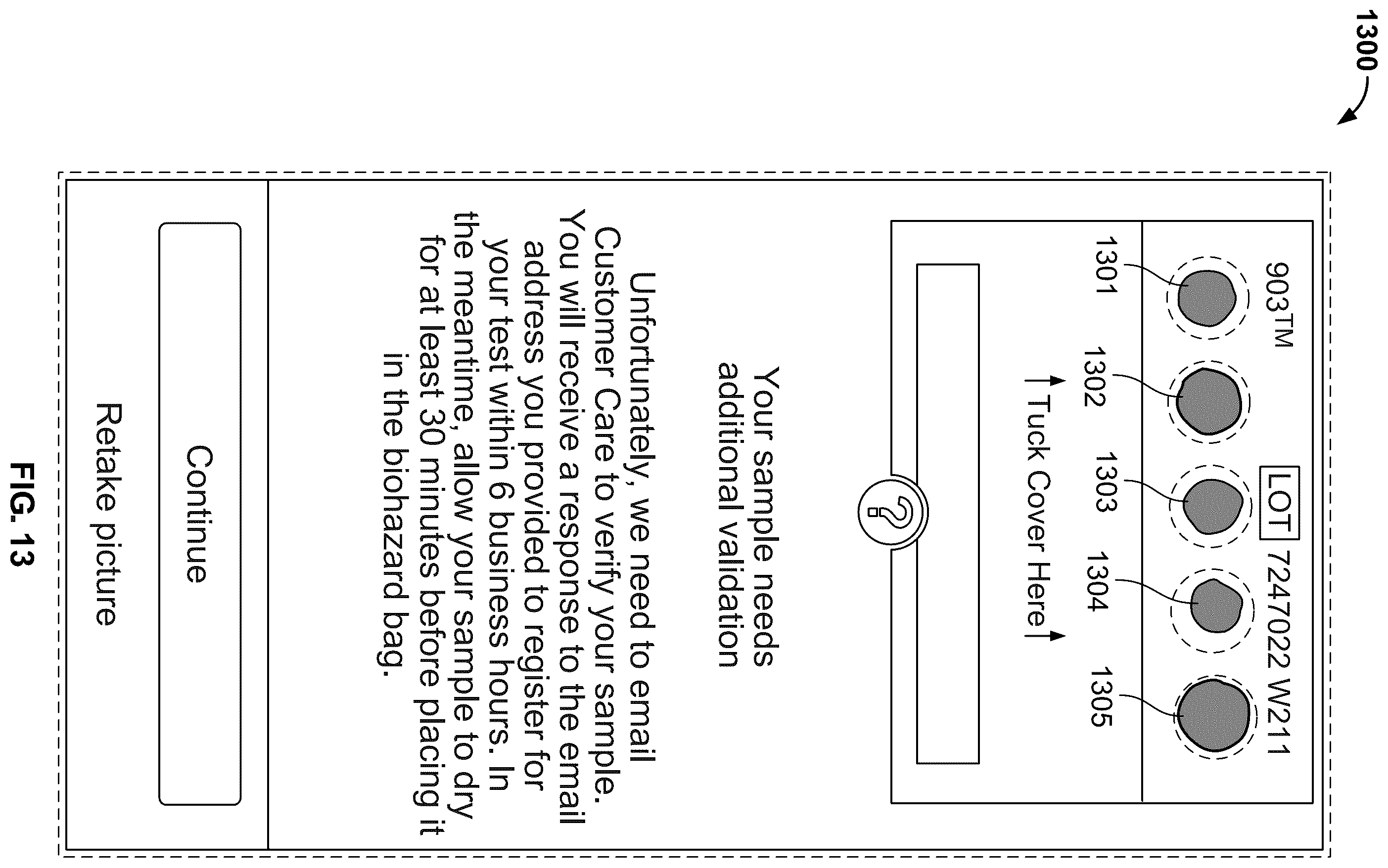 Patent US12361552 Figure 13 – Validating a sample collection device