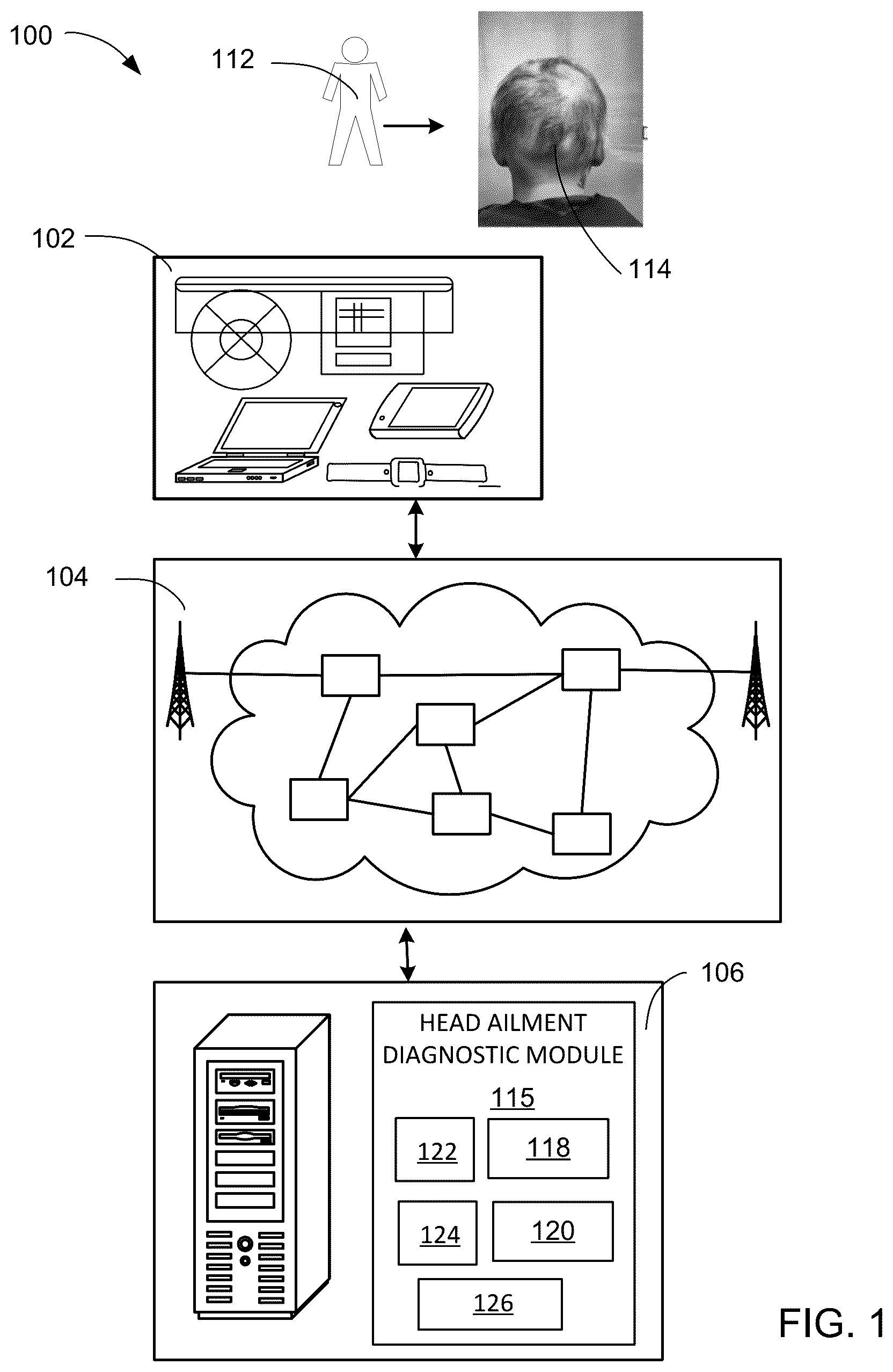 Patent US12361556 — Compute system with head ailment diagnostic mechanism and method of operation thereof — Figure 1