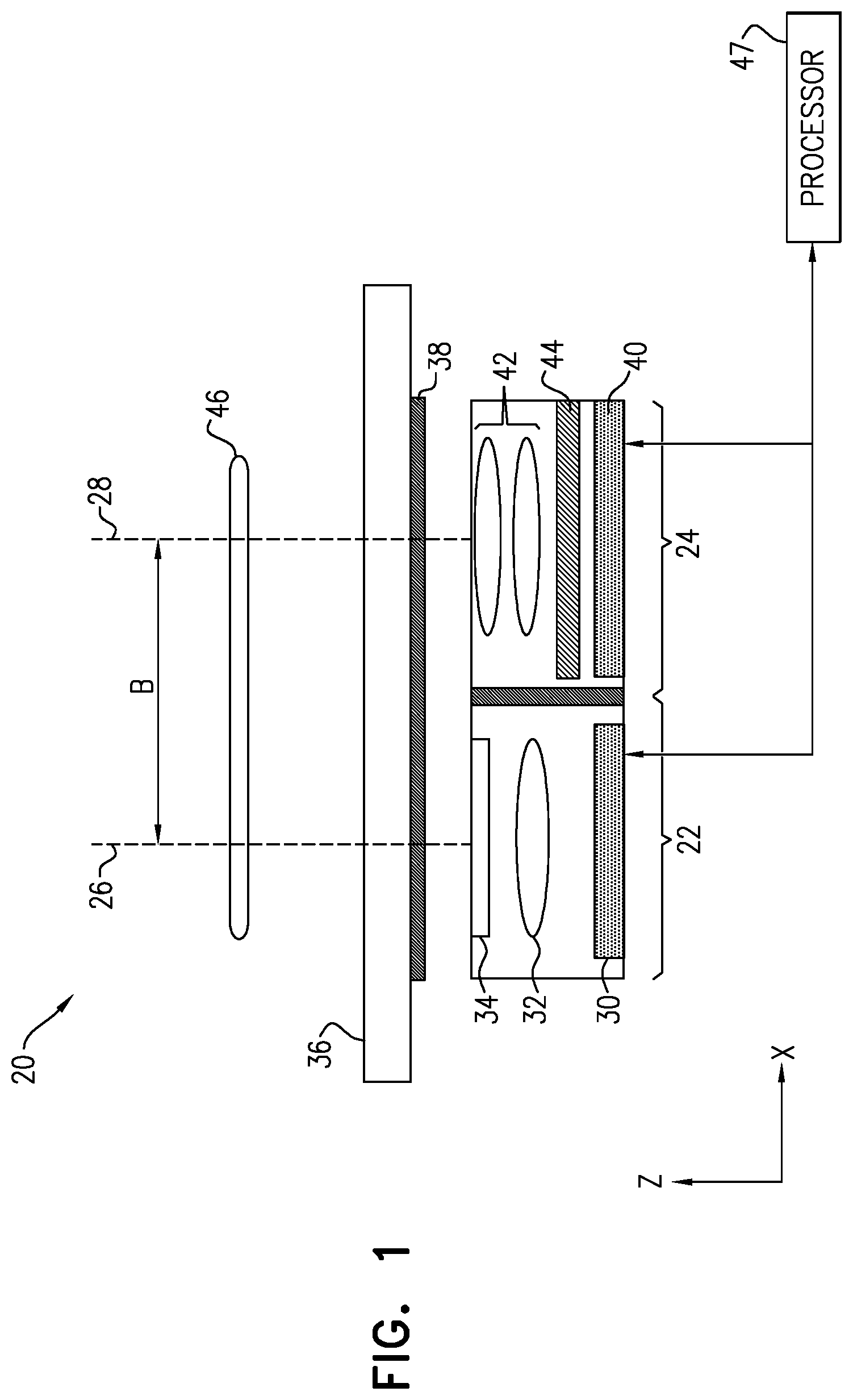 Patent US12361576 — Proximity sensing using structured light — Figure 1
