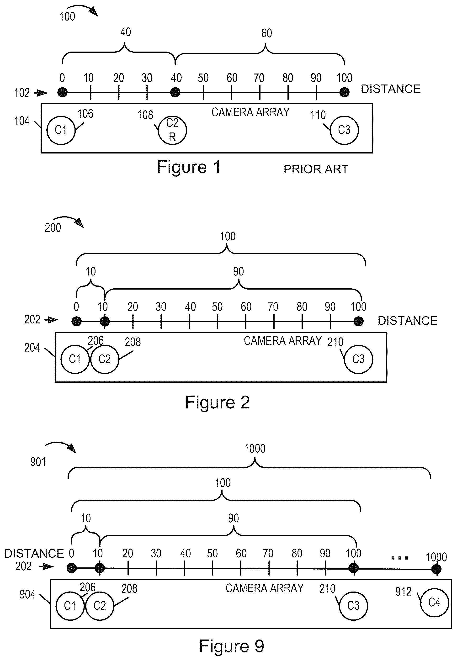 Patent US12361580 Figure 1 – Camera array and methods of using captured images from a camera array for depth determination purposes