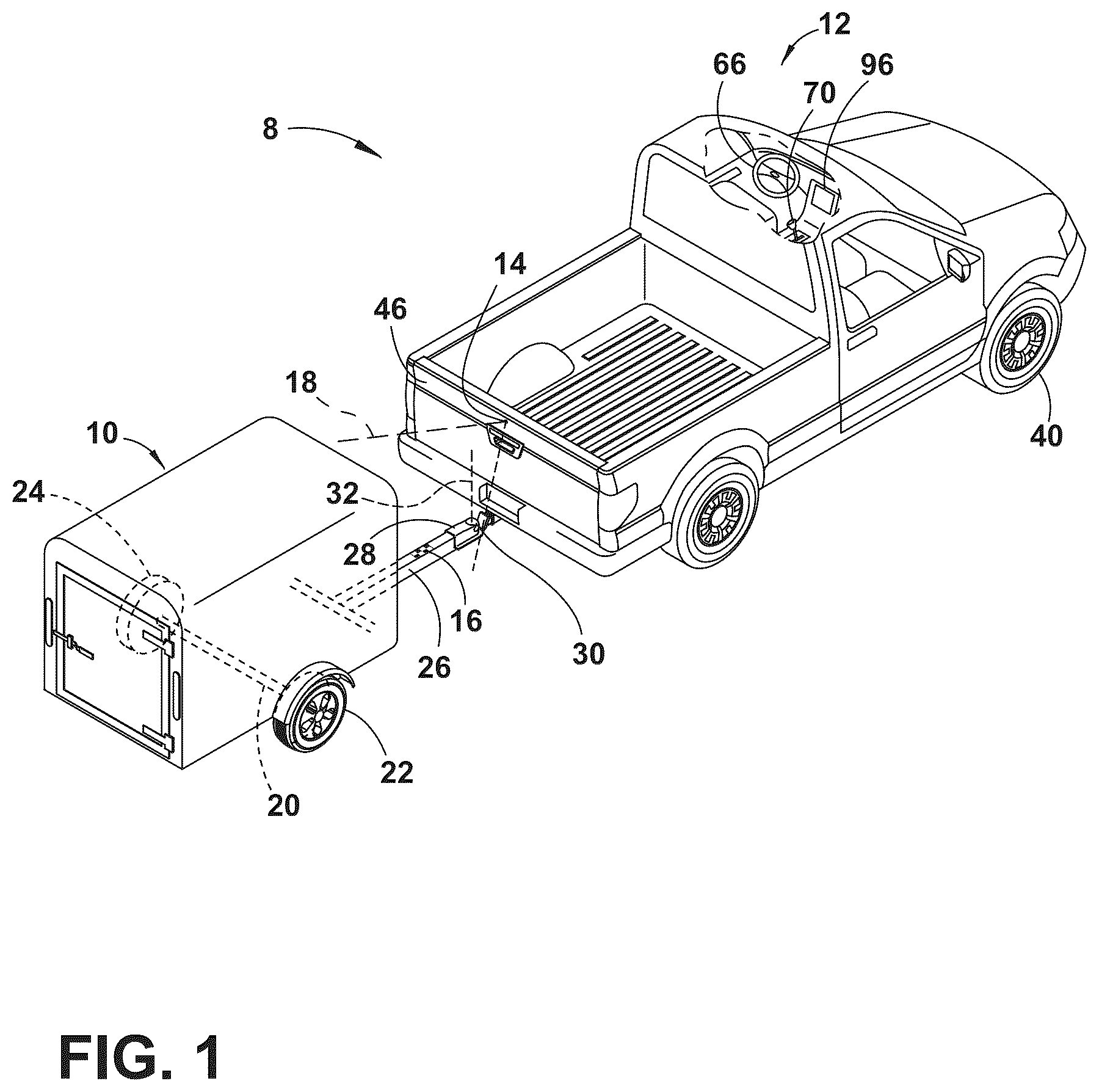 Patent US12361589 Figure 1 – Trailer height and hitch ball calculation