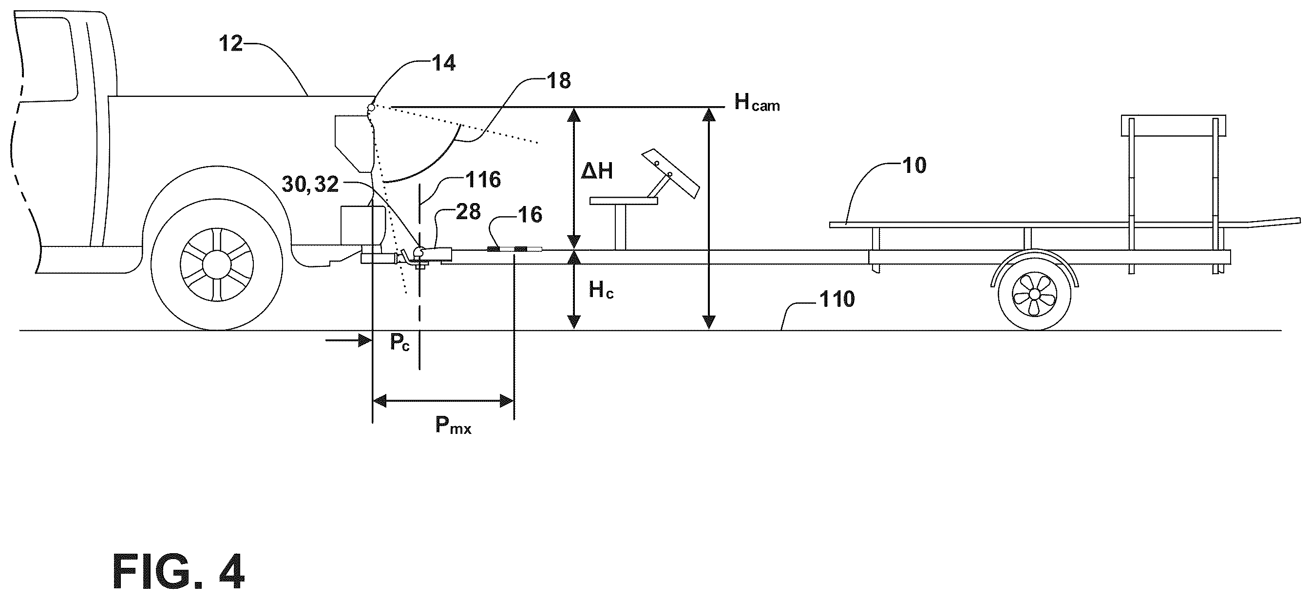 Patent US12361589 Figure 4 – Trailer height and hitch ball calculation