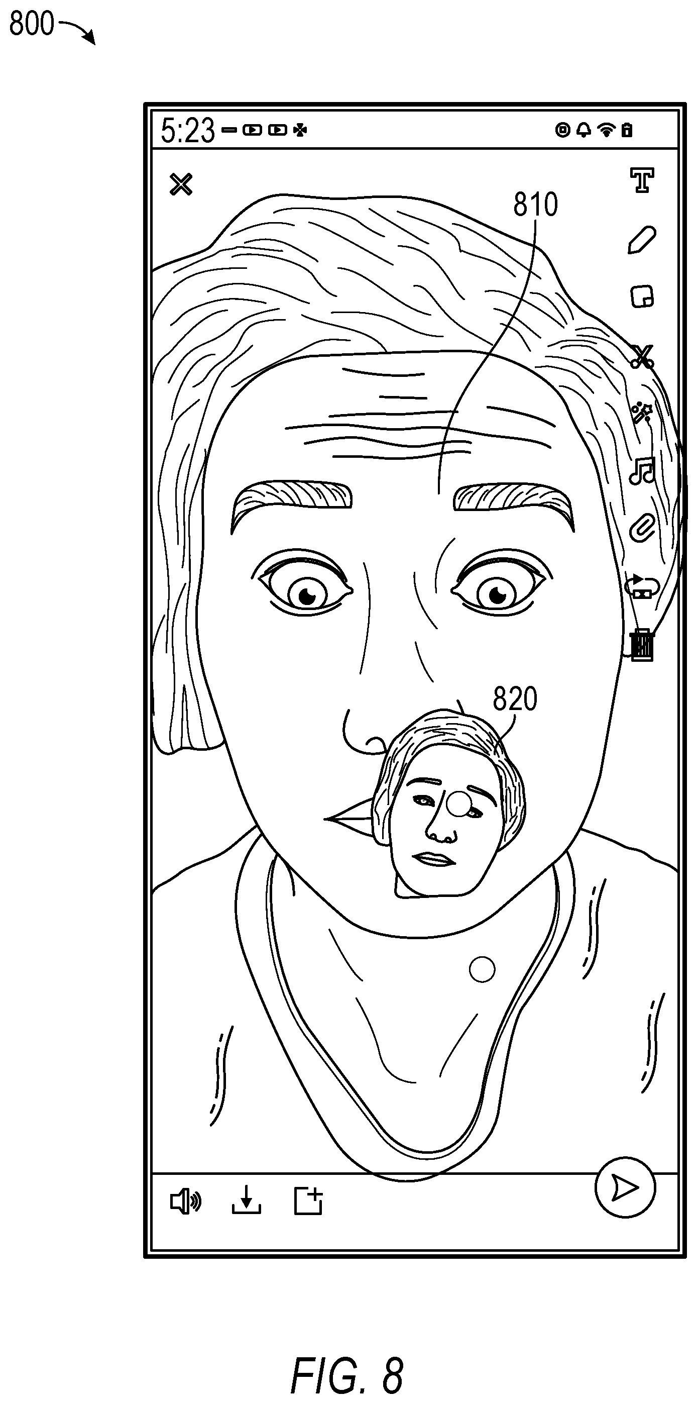 Patent US12361627 Figure 8 – Customized animation from video