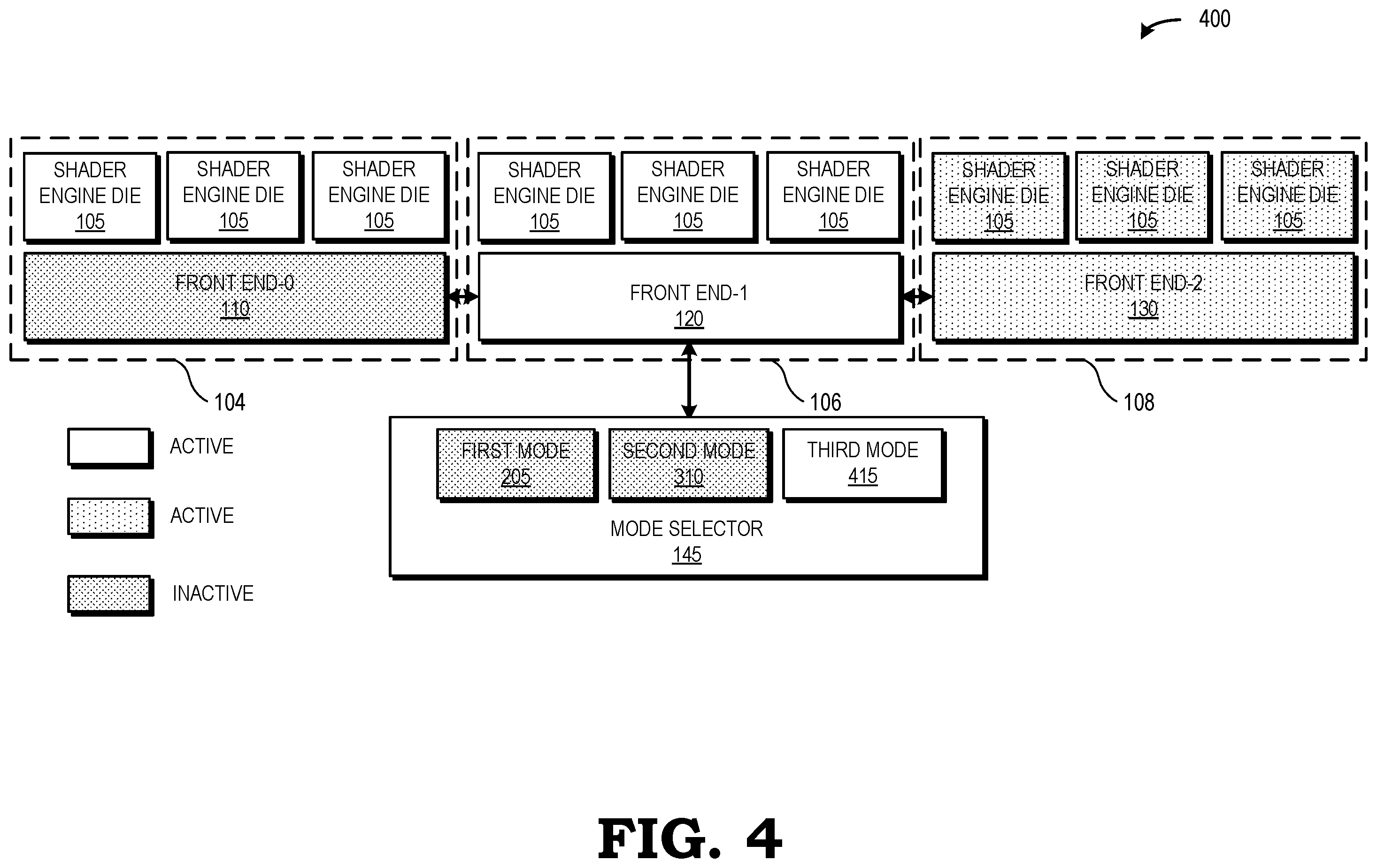 Patent US12361628 Figure 4 – Configurable multiple-die graphics processing unit