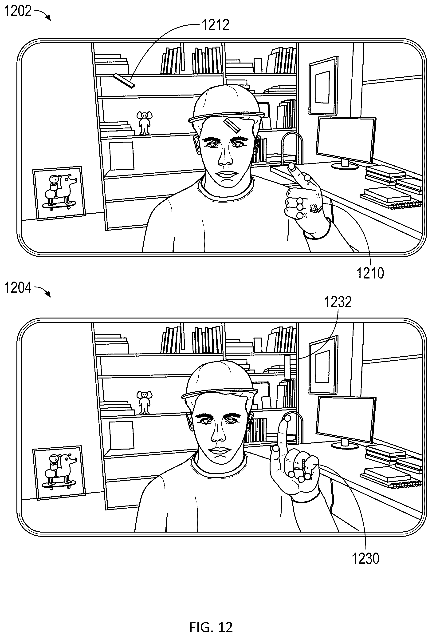 Patent US12361653 Figure 13 – Shooting interaction using augmented reality content in a messaging system