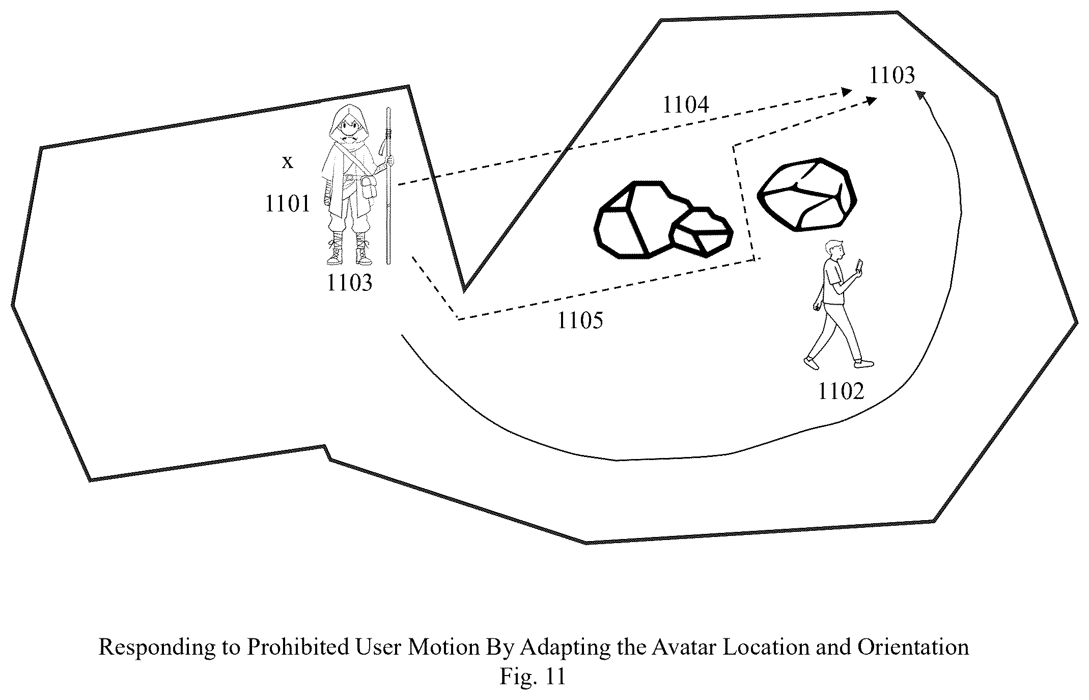 Patent US12361655 Figure 11 – Handling invalid user control motions in augmented reality