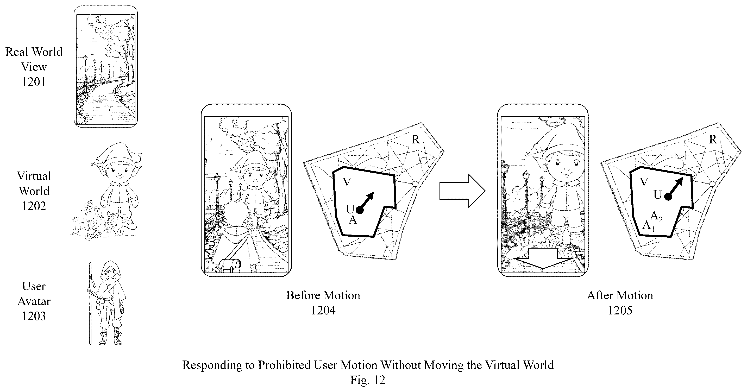 Patent US12361655 Figure 12 – Handling invalid user control motions in augmented reality