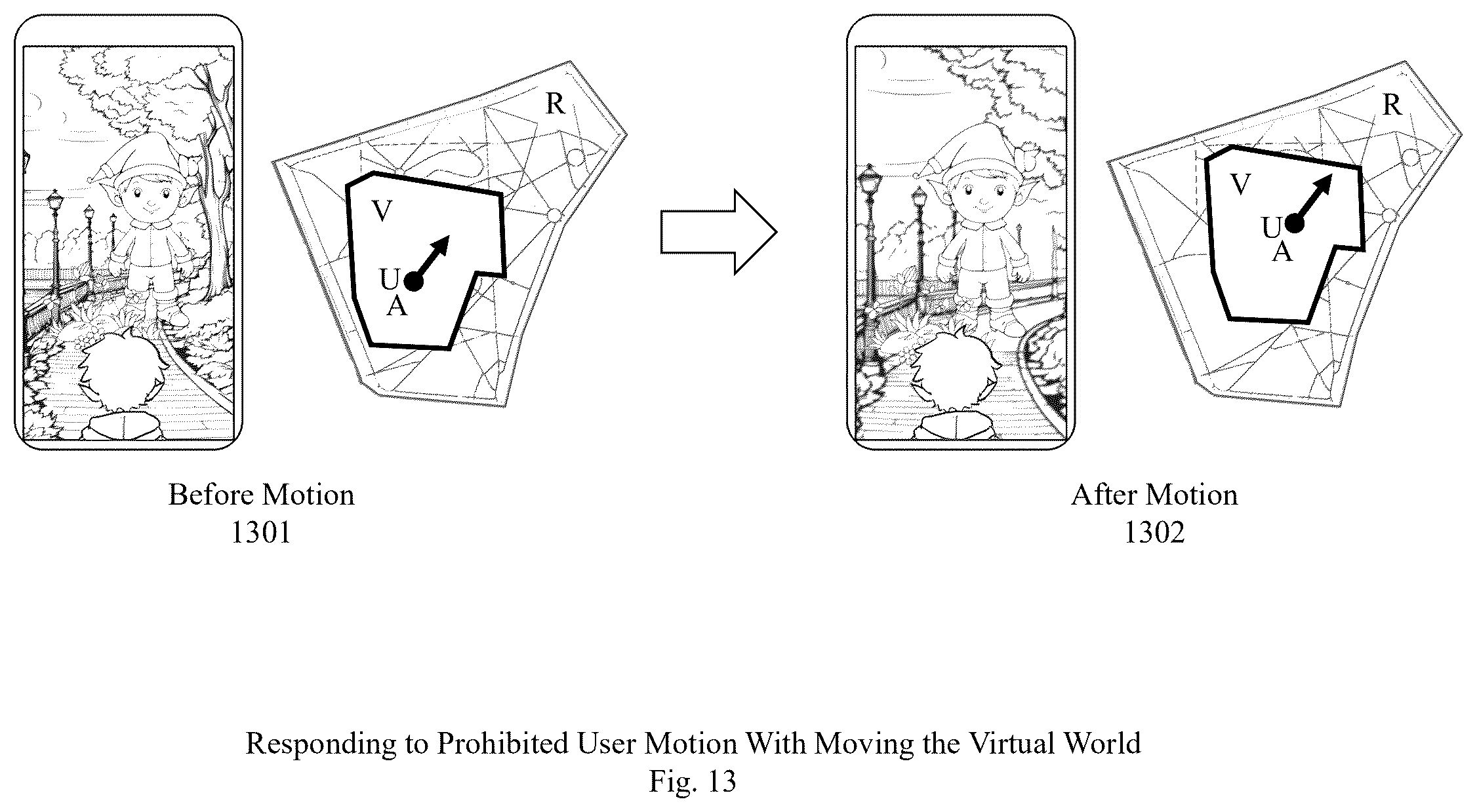 Patent US12361655 Figure 13 – Handling invalid user control motions in augmented reality