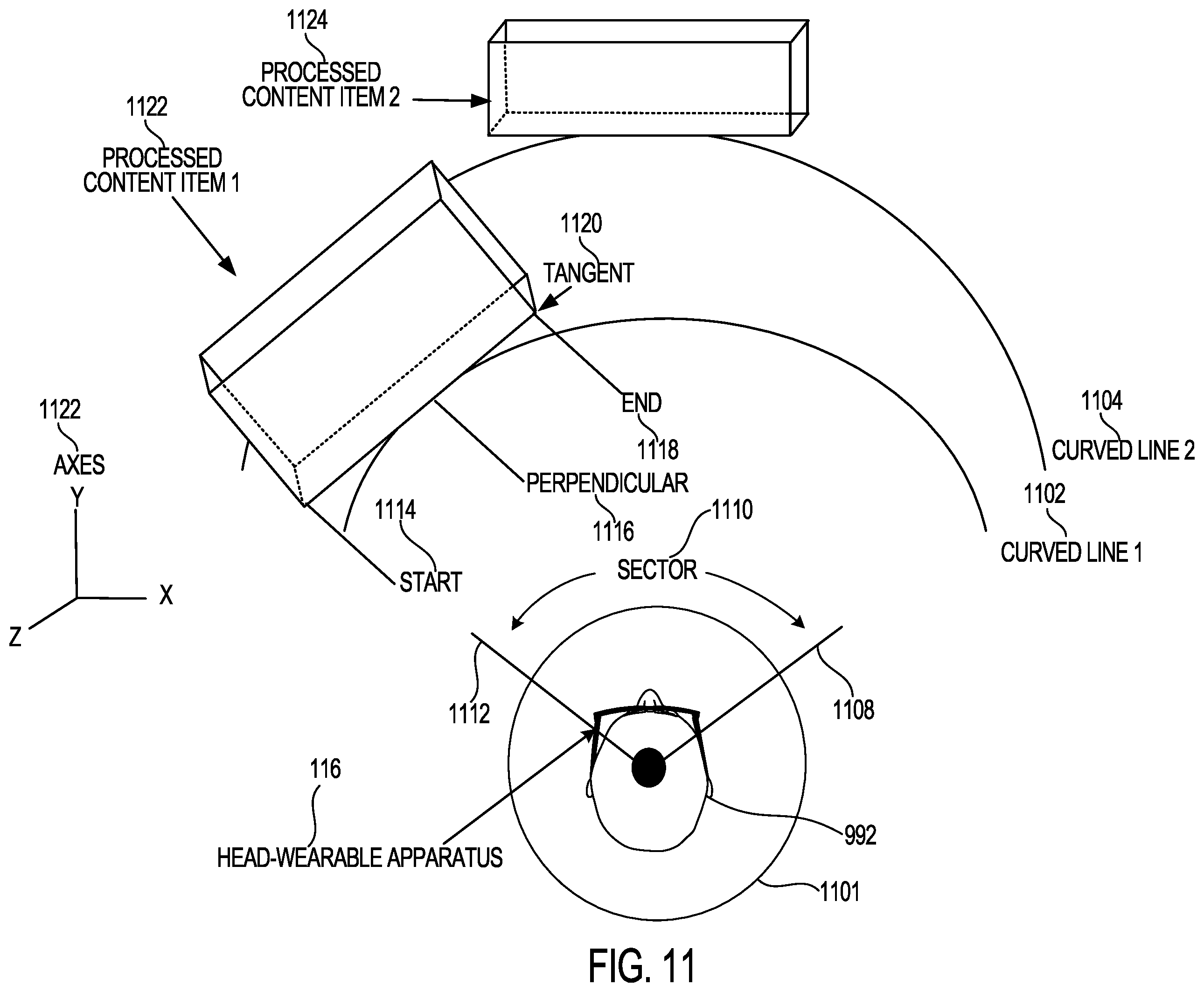Patent US12361664 Figure 11 – 3D content display using head-wearable apparatuses