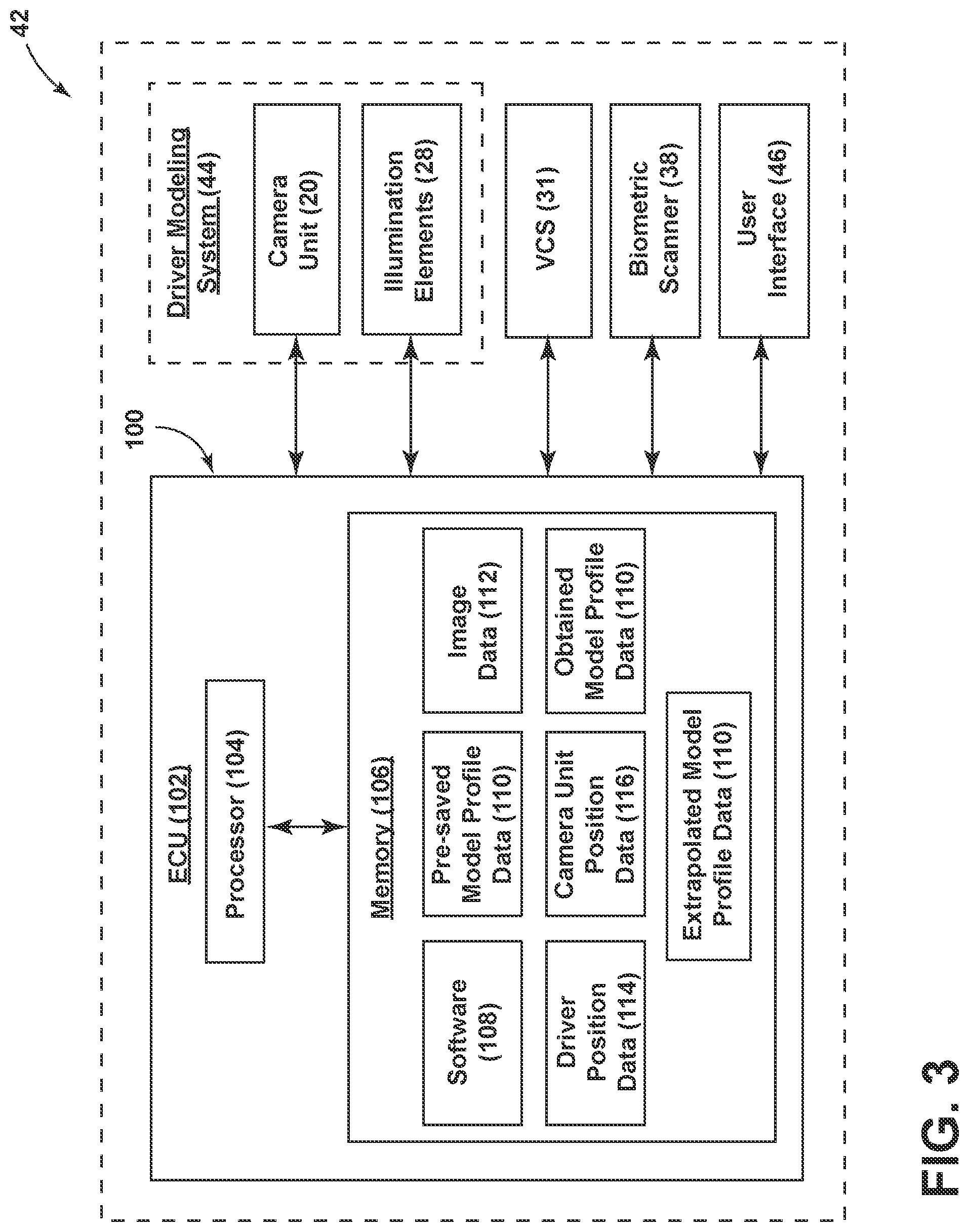 Patent US12361727 Figure 3 – Mirror assembly with driver modeling system