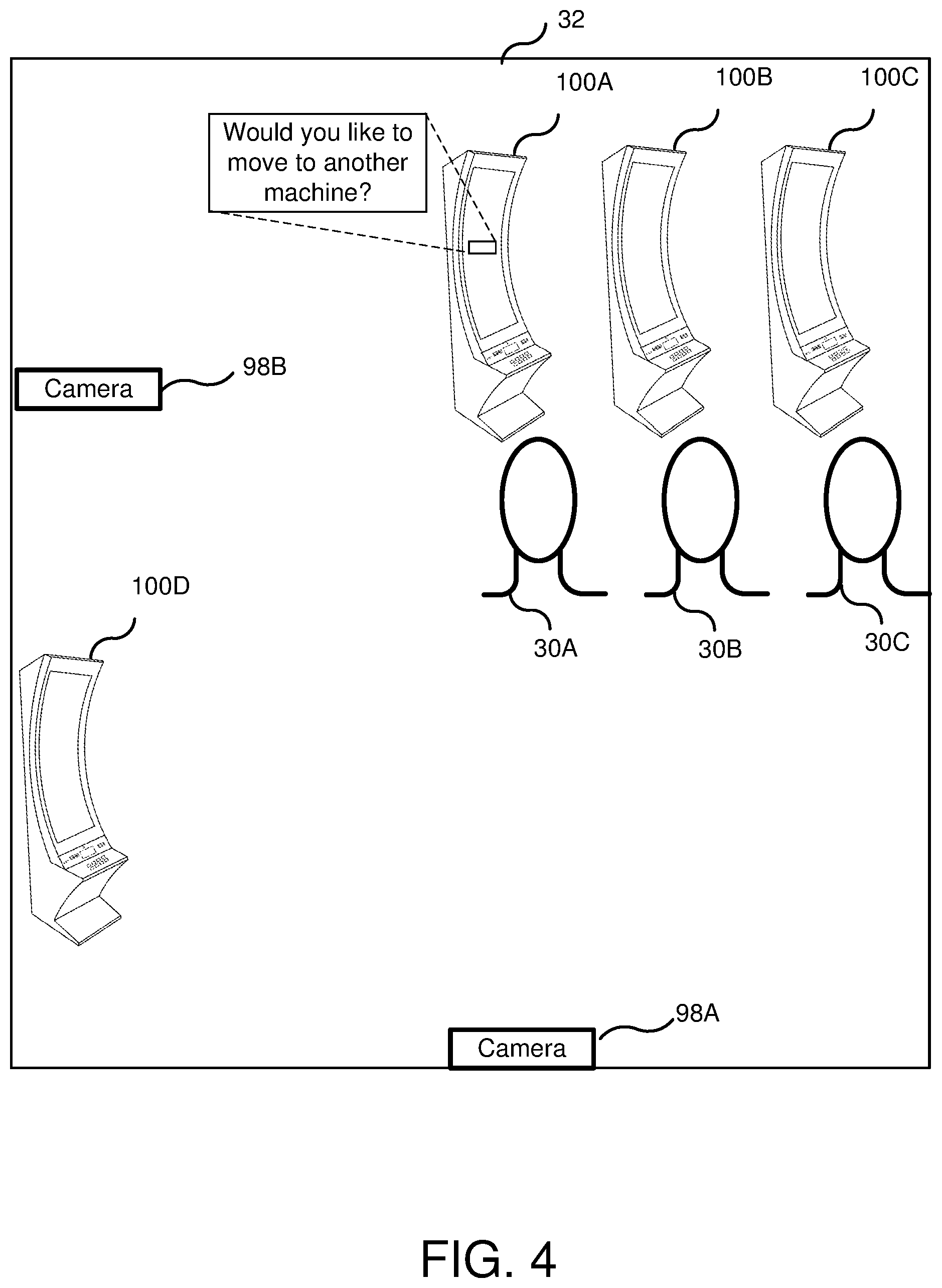 Patent US12361758 Figure 4 – Casino system with camera-based human full body sensing and player action prediction