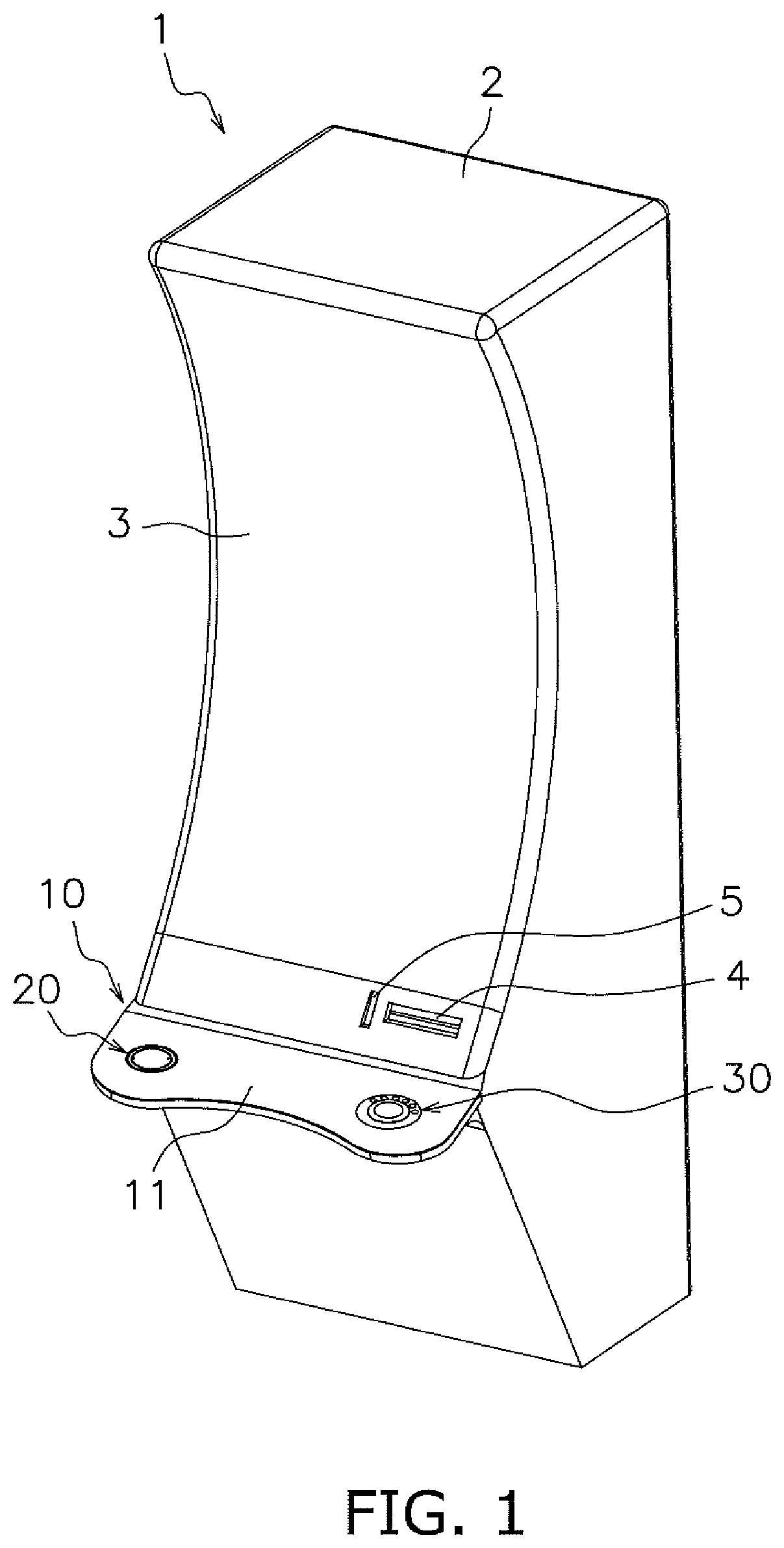 Patent US12361781 Figure 1 – Gaming machine operation button, and control deck and gaming machine comprising same