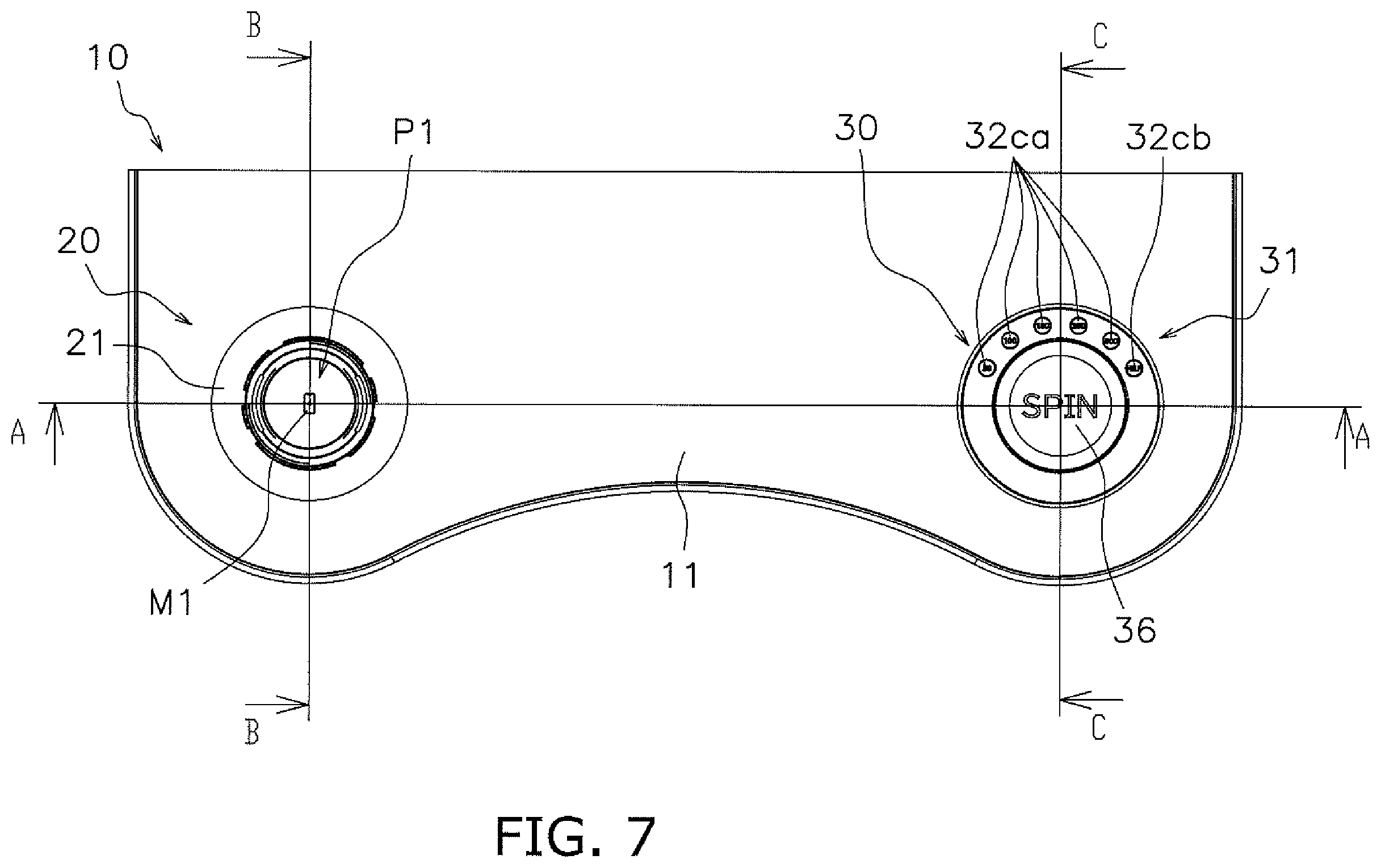 Patent US12361781 Figure 7 – Gaming machine operation button, and control deck and gaming machine comprising same