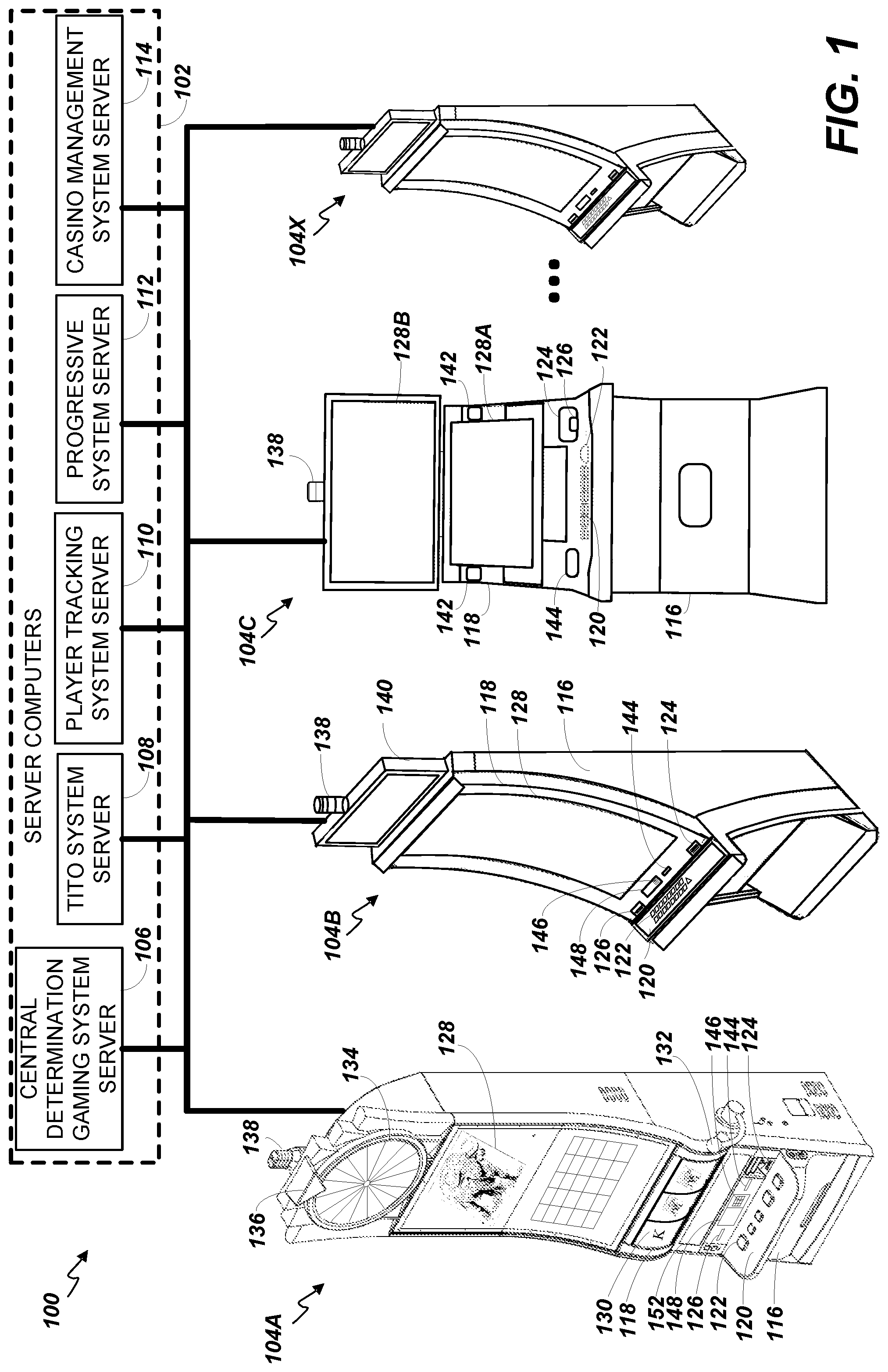 Patent US12361783 Figure 1 – Gaming machine and method for evaluating player reactions