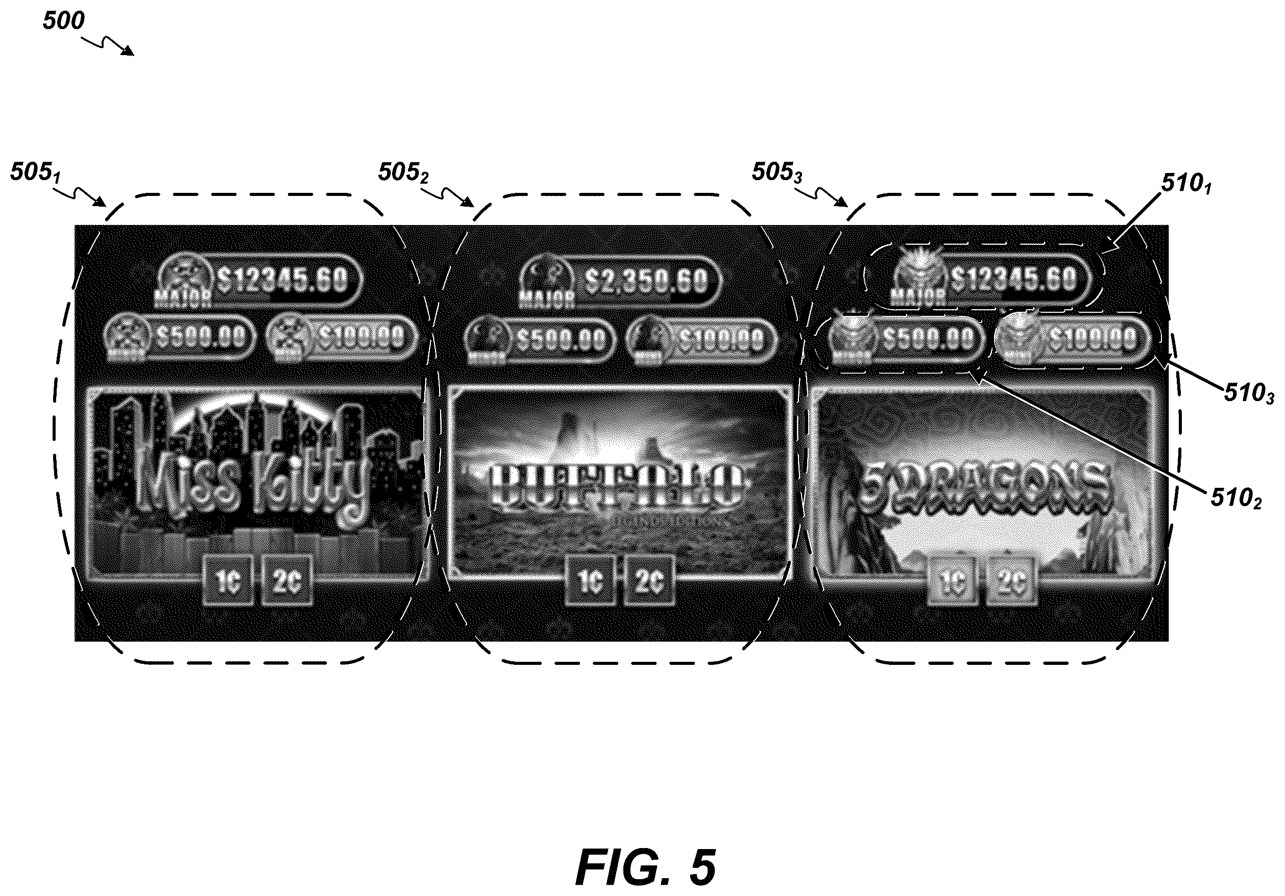 Patent US12361790 Figure 8 – Symbol-driven incrementation of progressive feature prizes across multiple games in a multi-game package