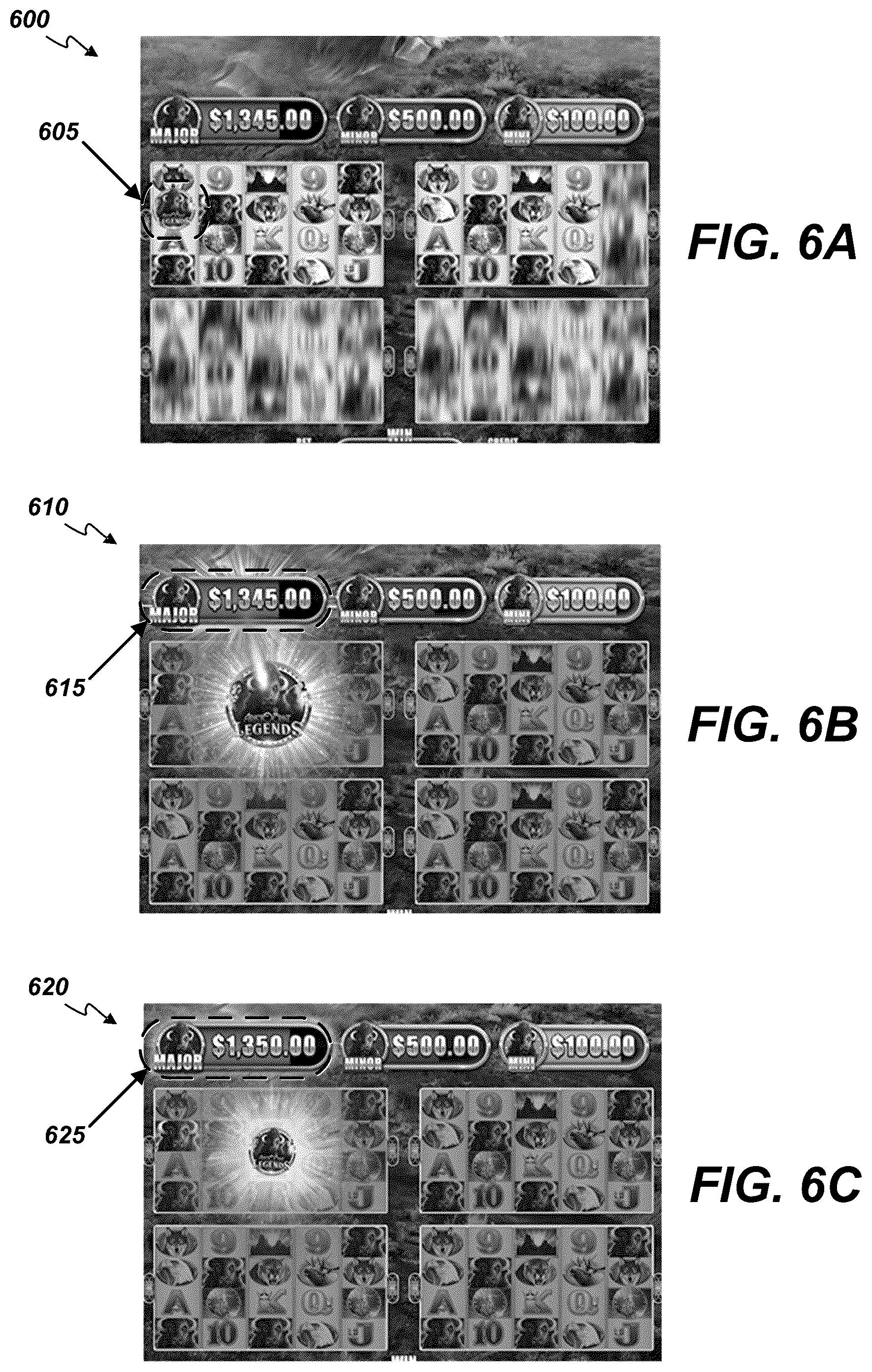 Patent US12361790 Figure 9 – Symbol-driven incrementation of progressive feature prizes across multiple games in a multi-game package
