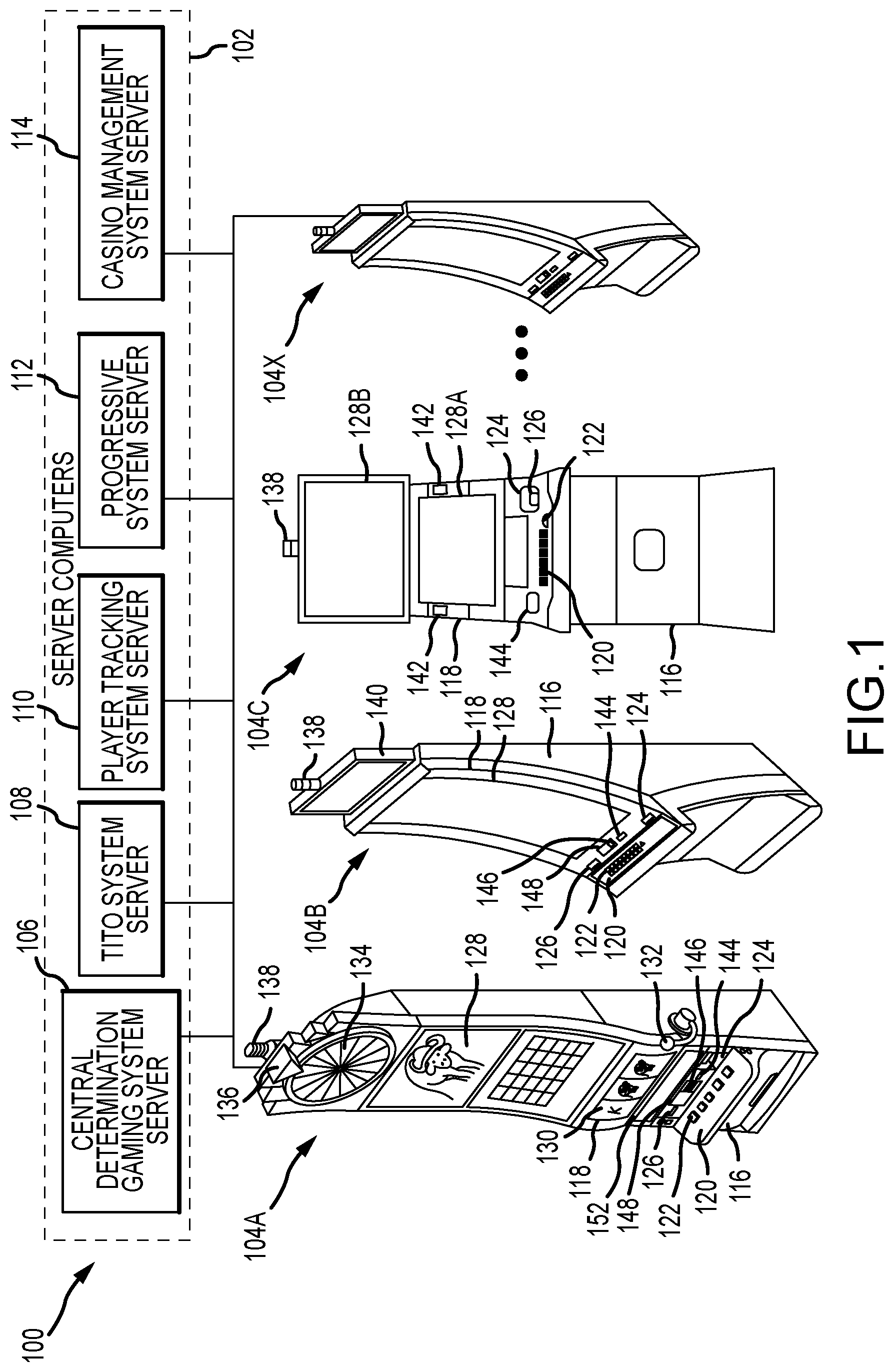 Patent US12361791 Figure 1 – Gaming machine and method for displaying a free spin count-up