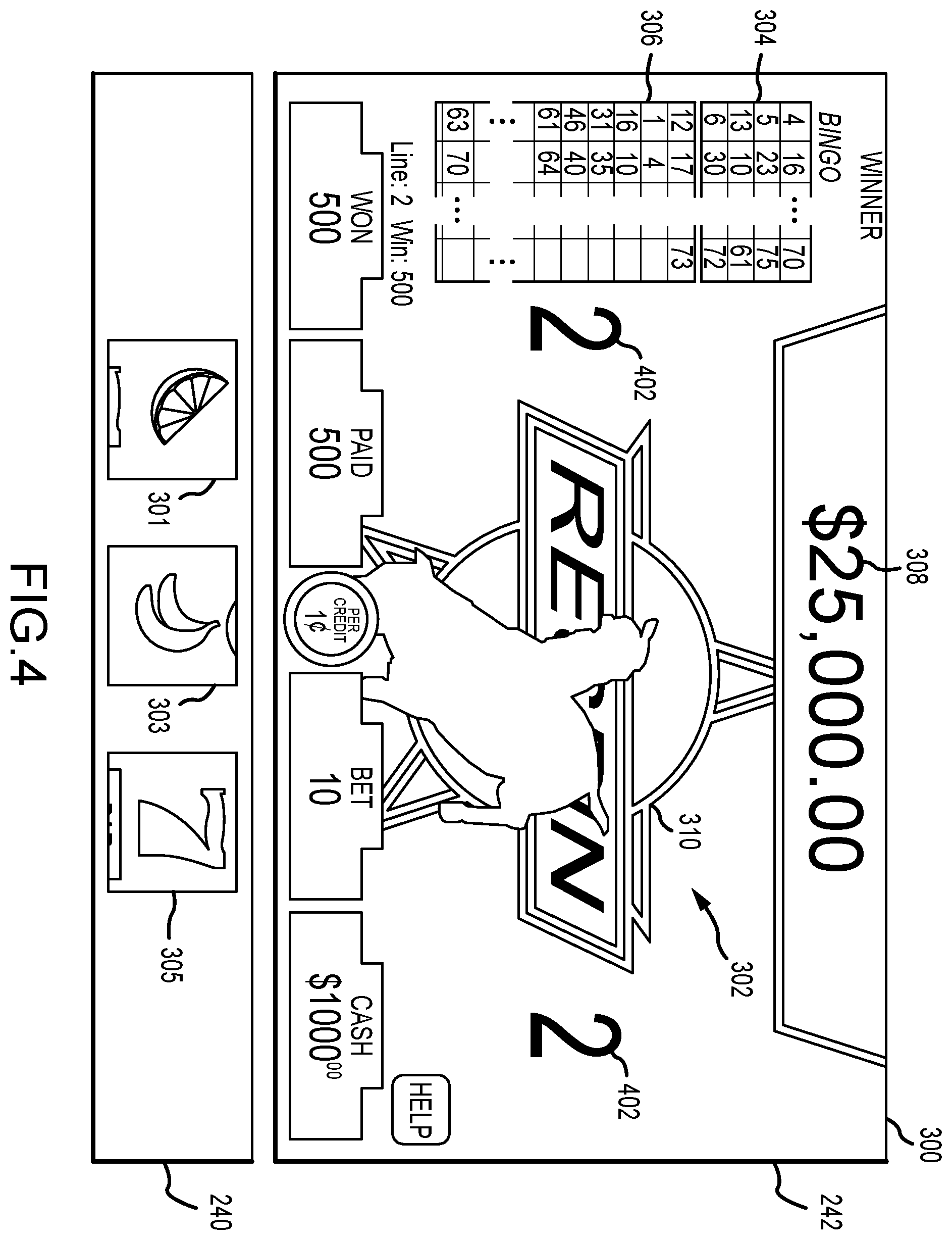 Patent US12361791 Figure 4 – Gaming machine and method for displaying a free spin count-up