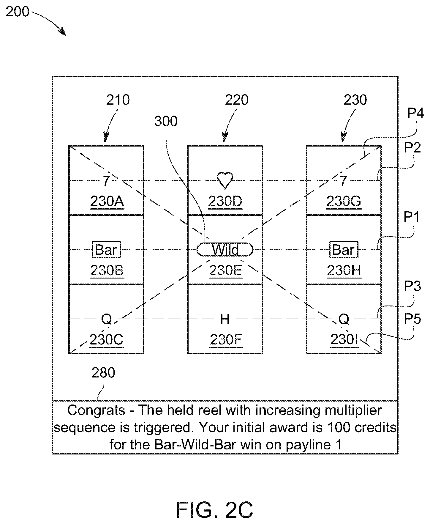 Patent US12361792 Figure 5 – Held reel with increasing multiplier sequence