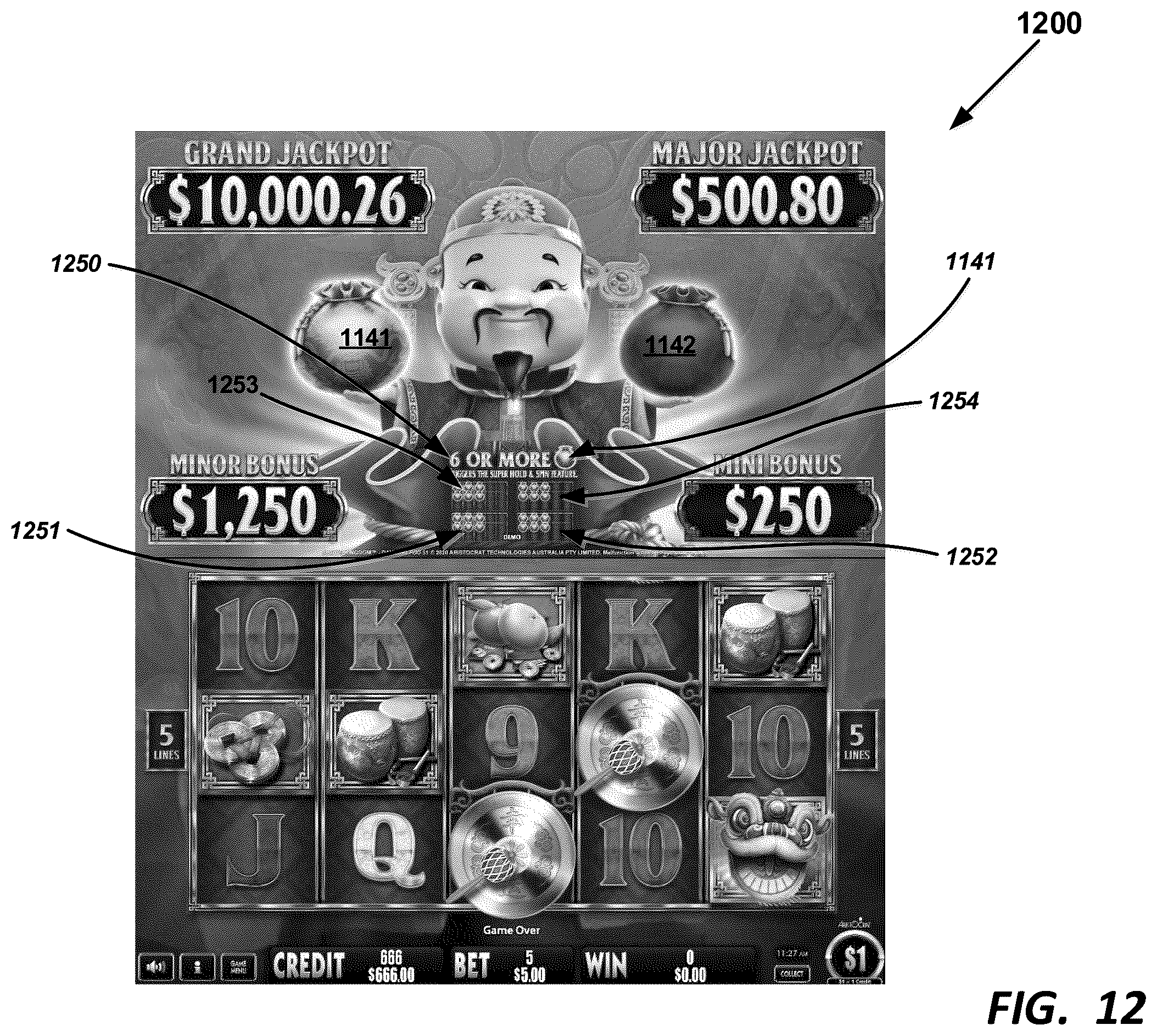 Patent US12361793 Figure 15 – Gaming device with multiple triggerable respin features