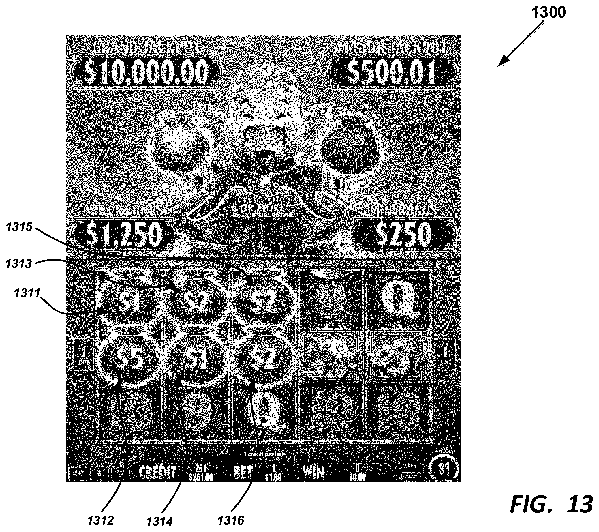 Patent US12361793 Figure 16 – Gaming device with multiple triggerable respin features