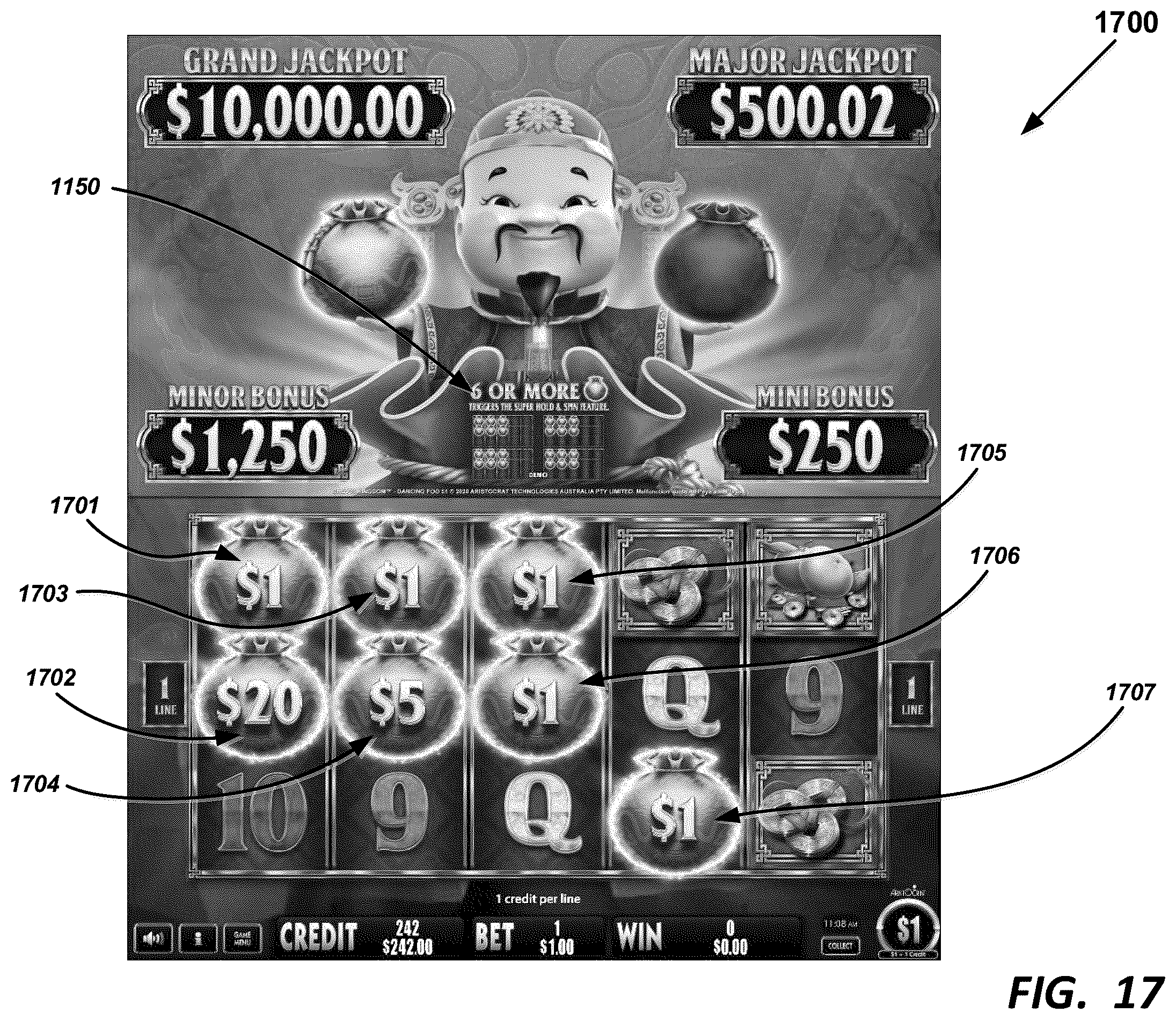 Patent US12361793 Figure 20 – Gaming device with multiple triggerable respin features