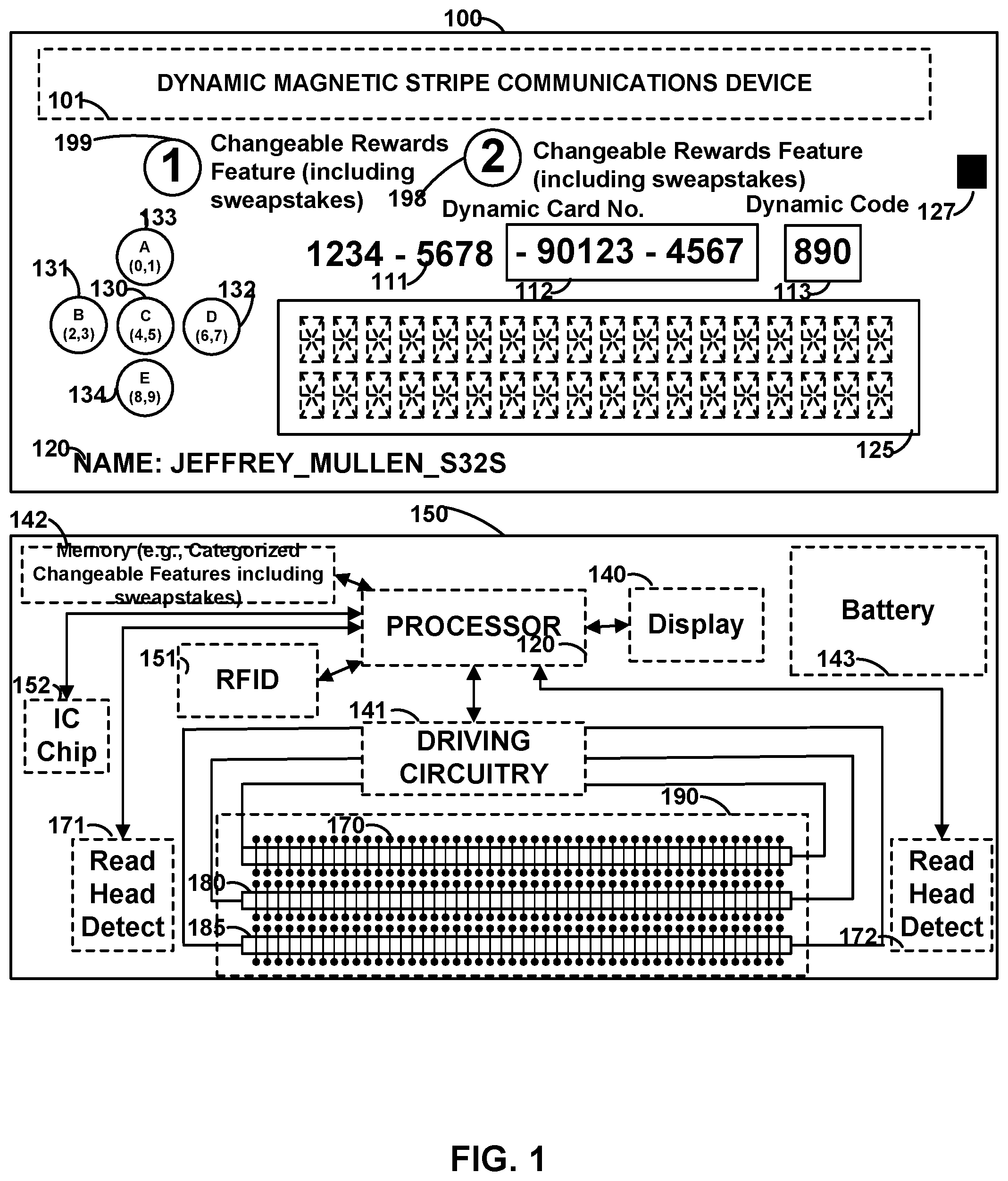 Patent US12361798 Figure 1 – Cards, devices, systems, and methods for advanced payment game of skill and game of chance functionality