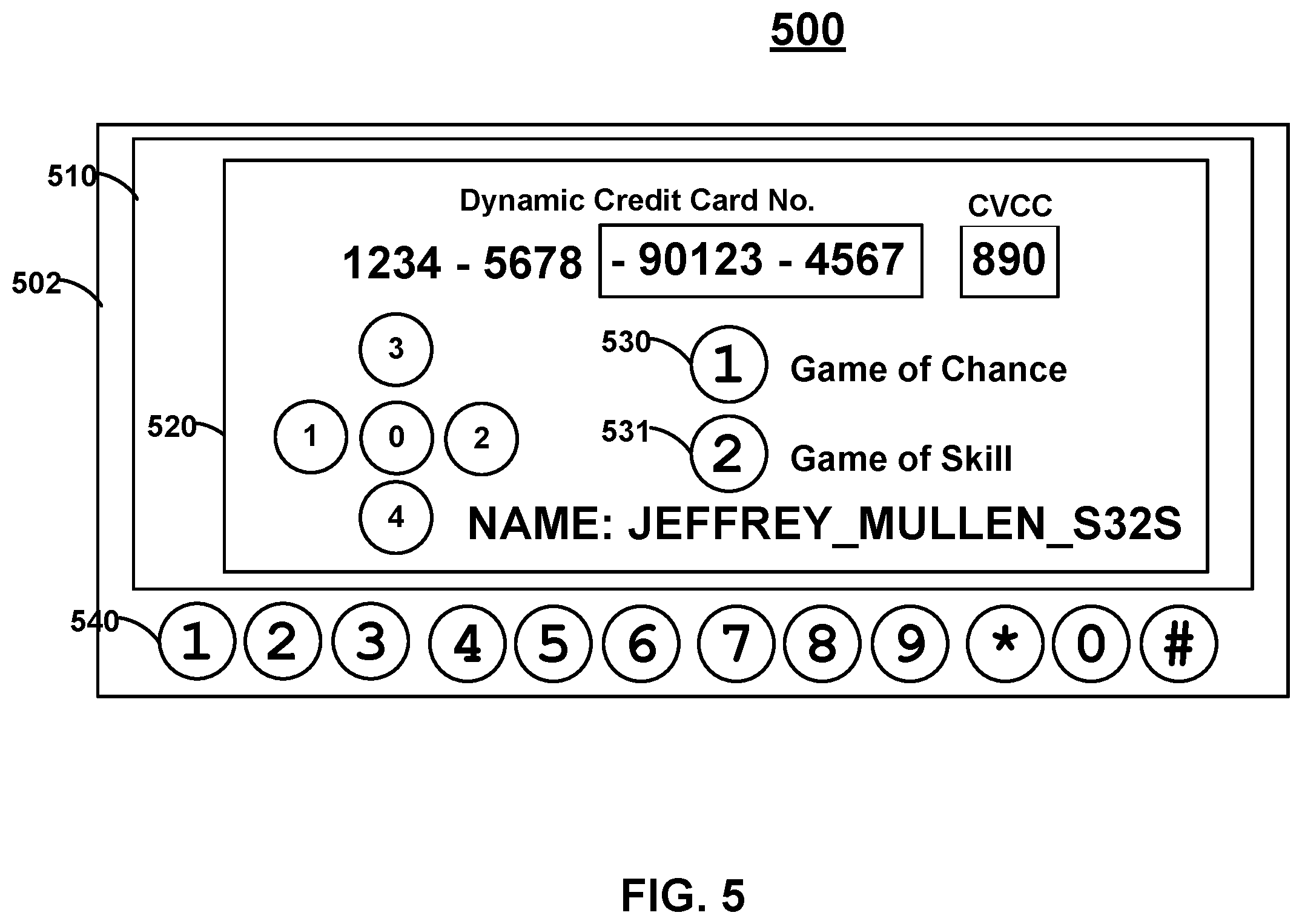 Patent US12361798 Figure 5 – Cards, devices, systems, and methods for advanced payment game of skill and game of chance functionality