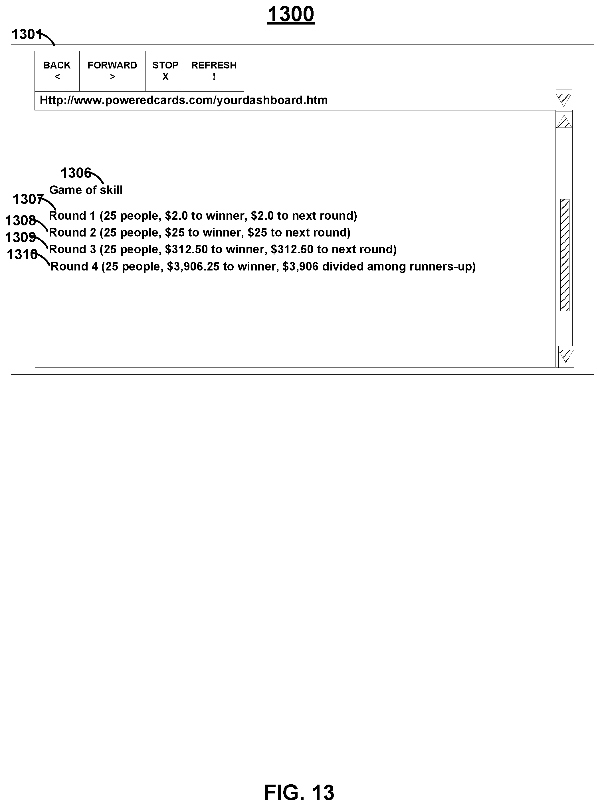 Patent US12361798 Figure 13 – Cards, devices, systems, and methods for advanced payment game of skill and game of chance functionality