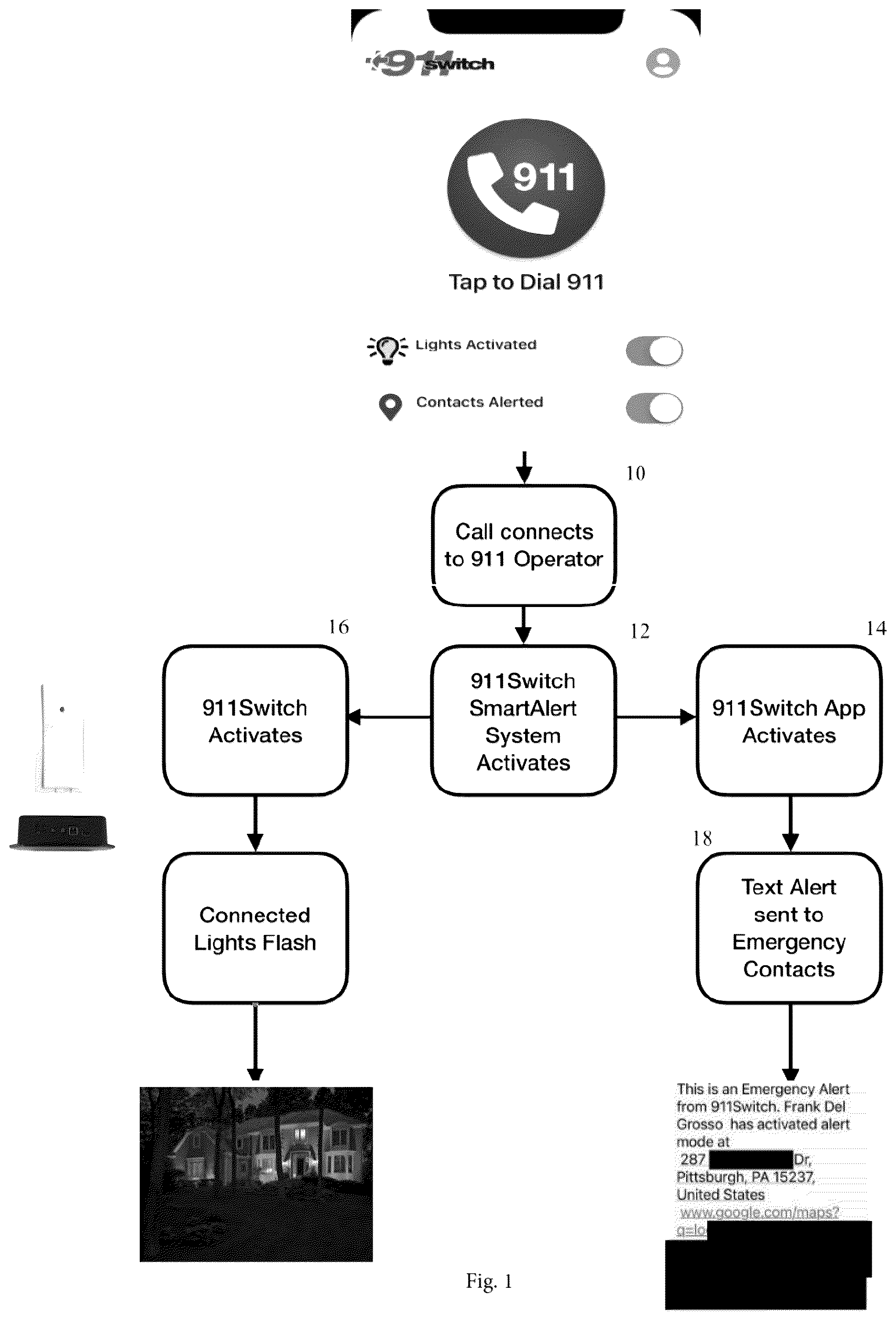 Patent US12361801 Figure 1 – Computer-implemented emergency alert lighting system