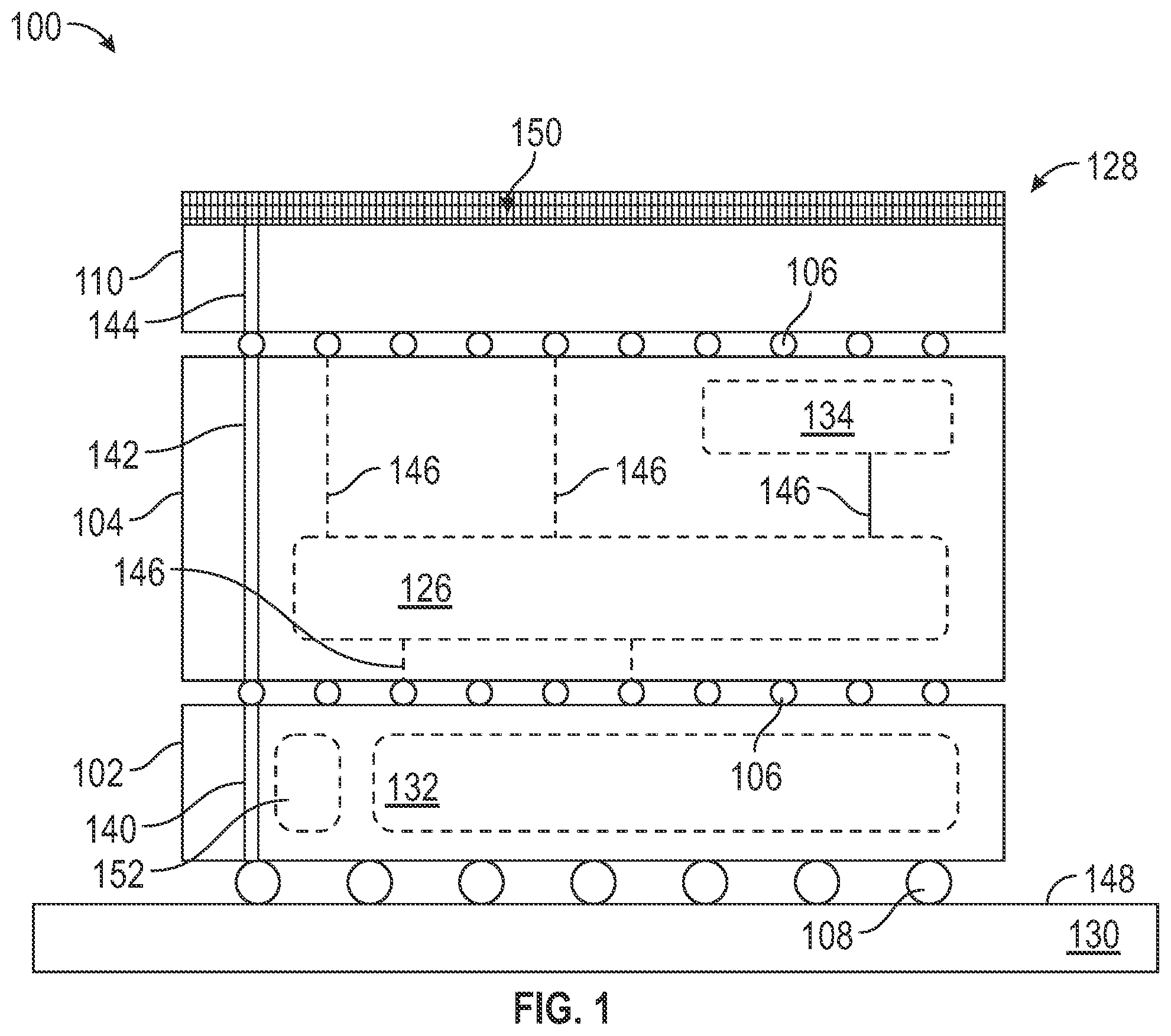 Patent US12361808 — Tamper sensor for 3-dimensional die stack — Figure 1