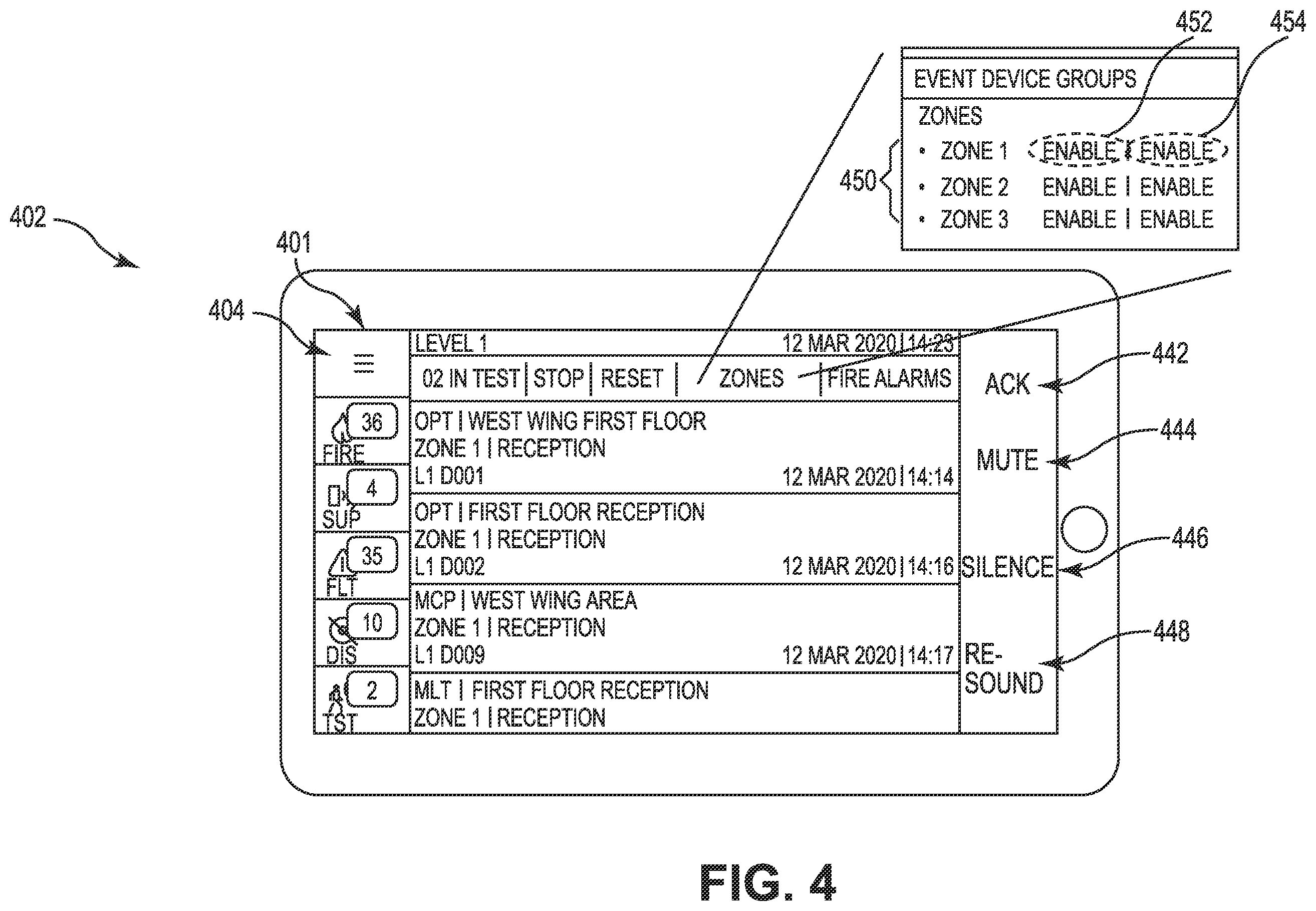 Patent US12361815 Figure 4 – Event device operation