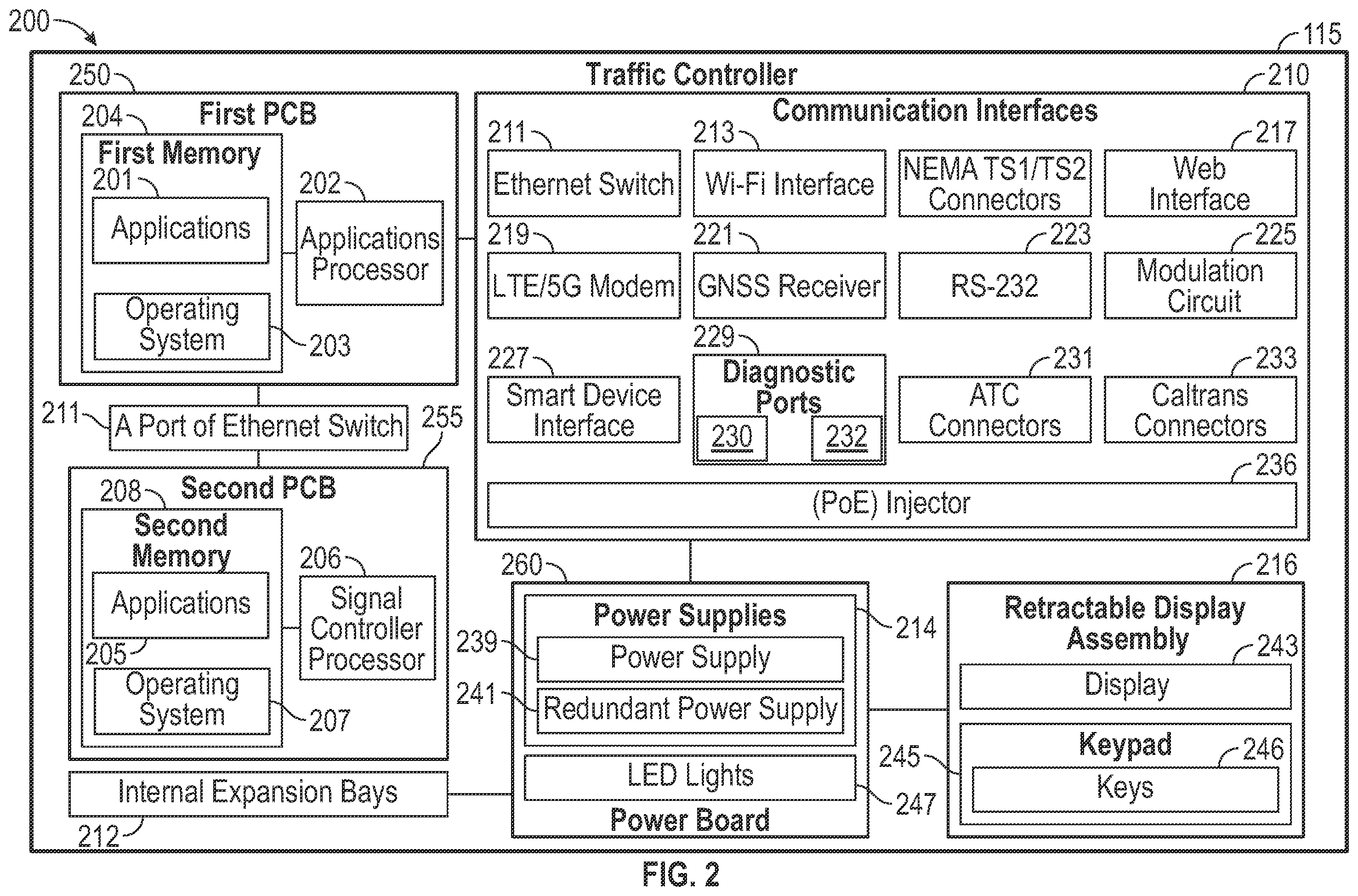 Patent US12361823 Figure 2 – Integrated traffic controller