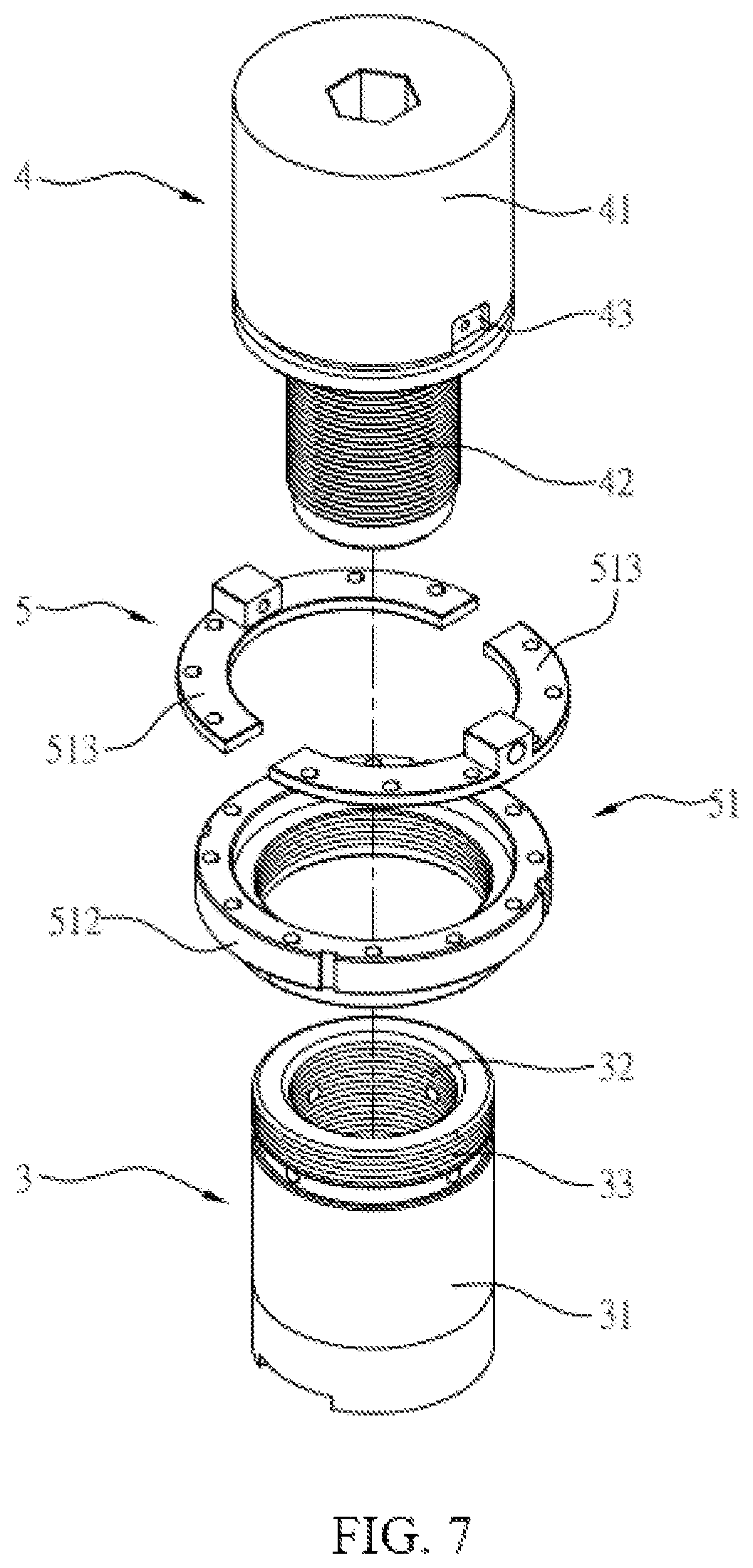 Patent US12361840 Figure 7 – Joint structure of telescopic cylinder