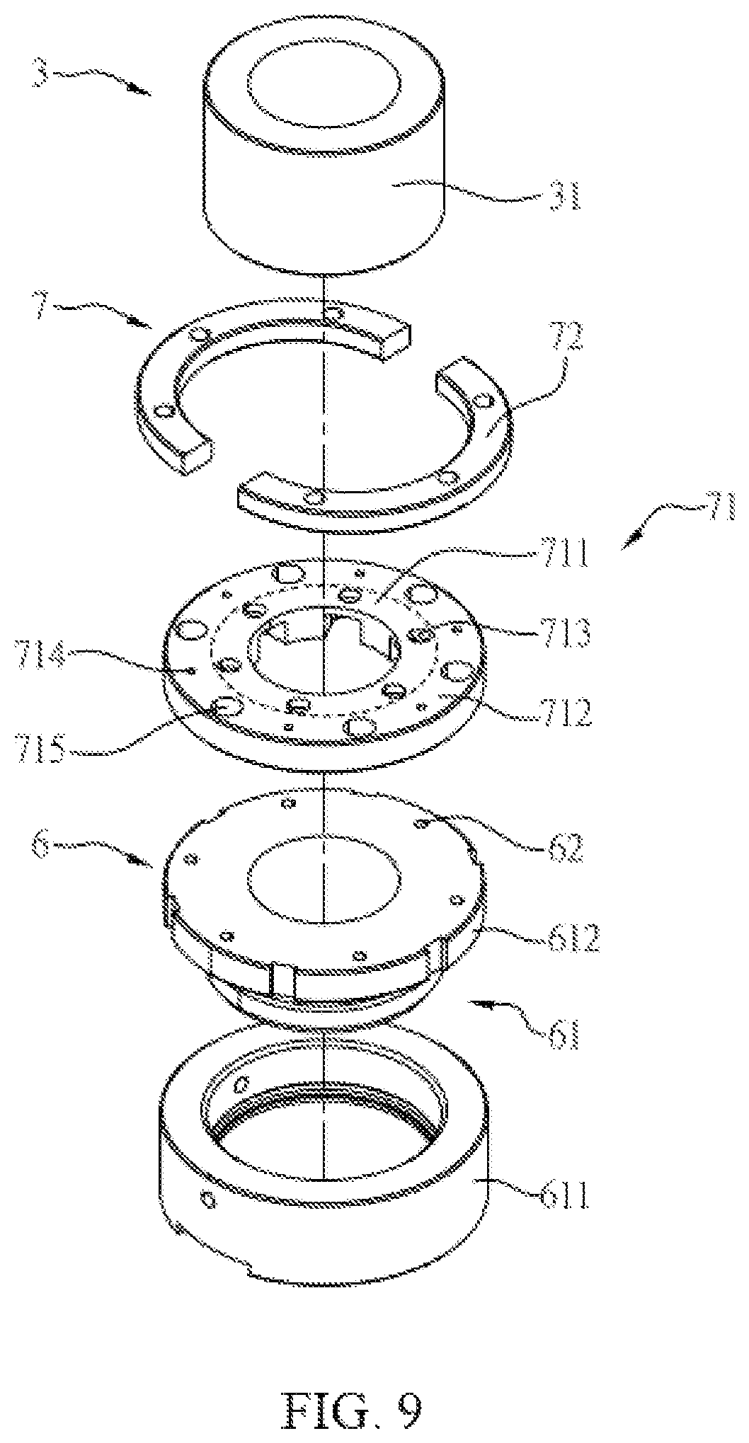 Patent US12361840 Figure 9 – Joint structure of telescopic cylinder