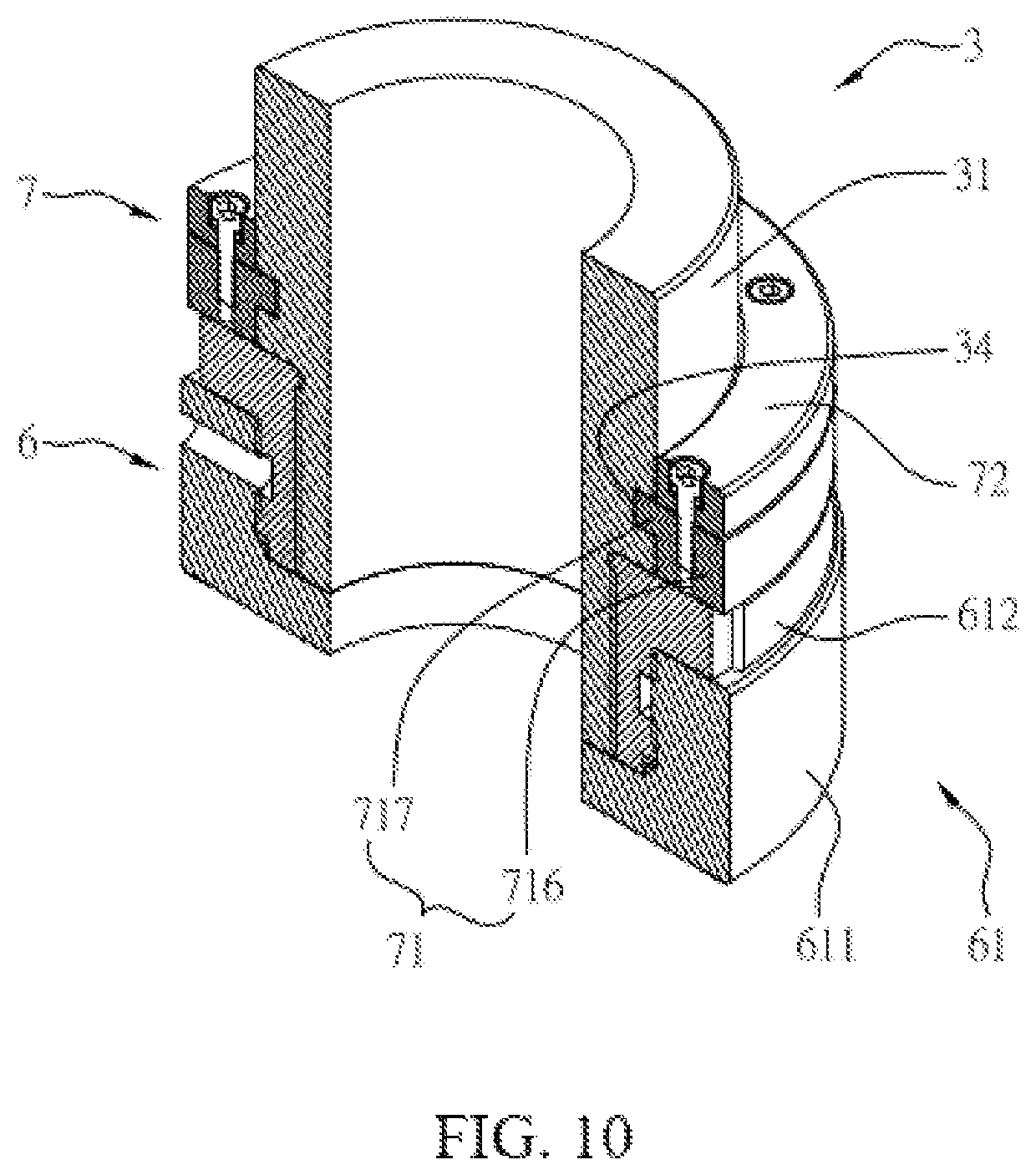 Patent US12361840 Figure 10 – Joint structure of telescopic cylinder