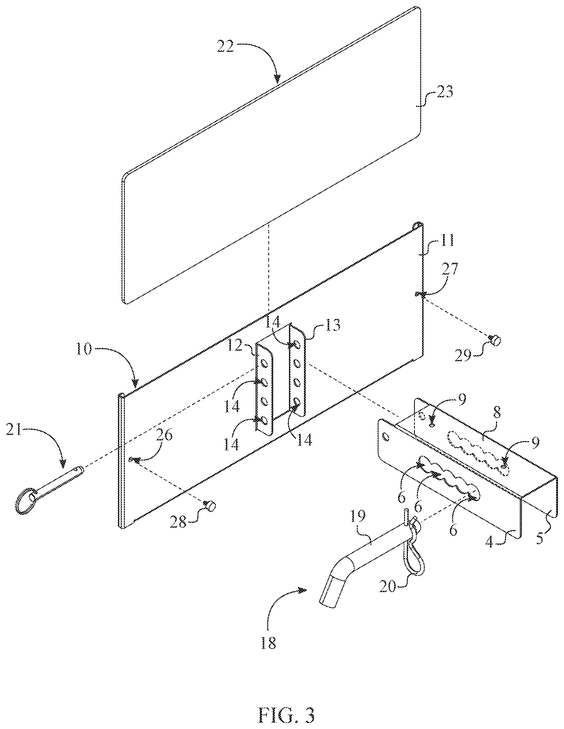 Patent US12361844 Figure 3 – Trailer hitch mount display apparatus
