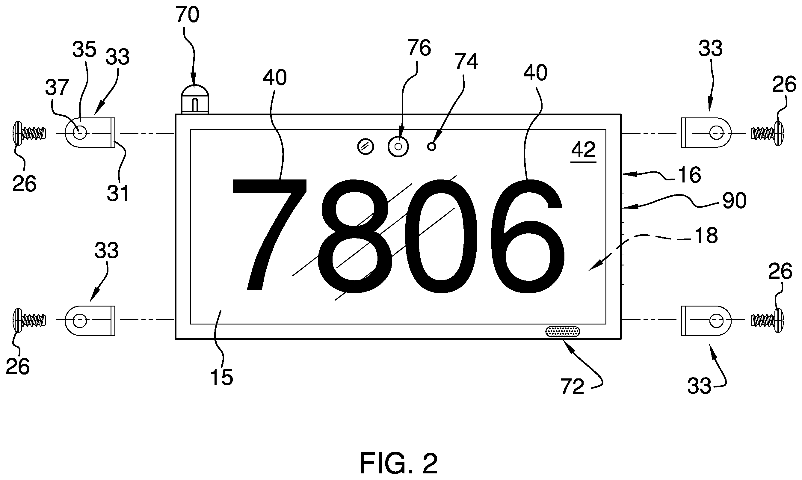 Patent US12361846 Figure 2 – Illuminated street address display assembly